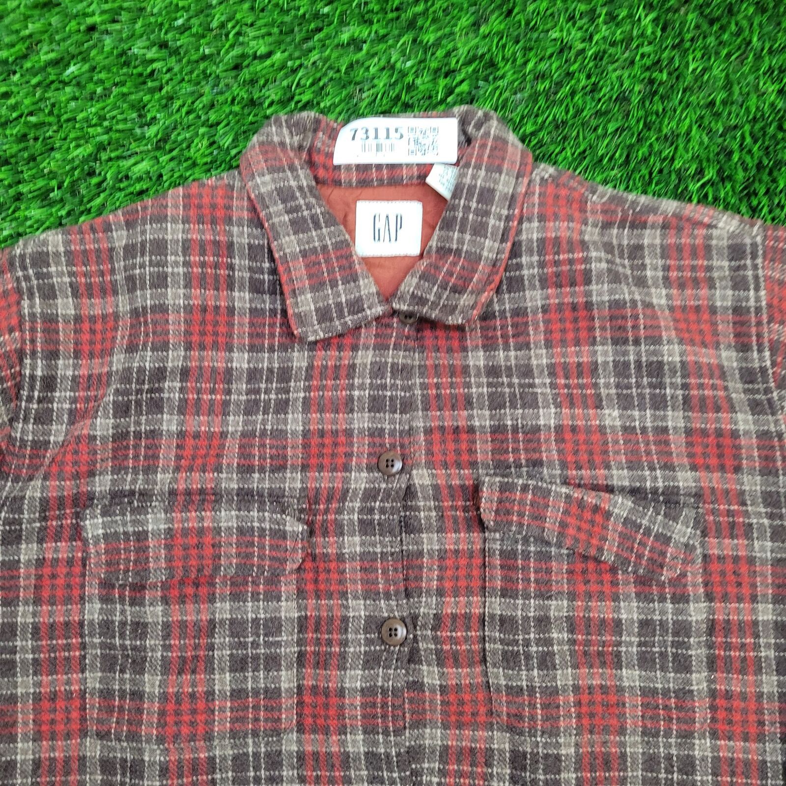 Gap VTG GAP Shirt Jacket Womens L/XL 24x28 Red Baggy Flannel Size XL / US 12-14 / IT 48-50 - 3 Thumbnail
