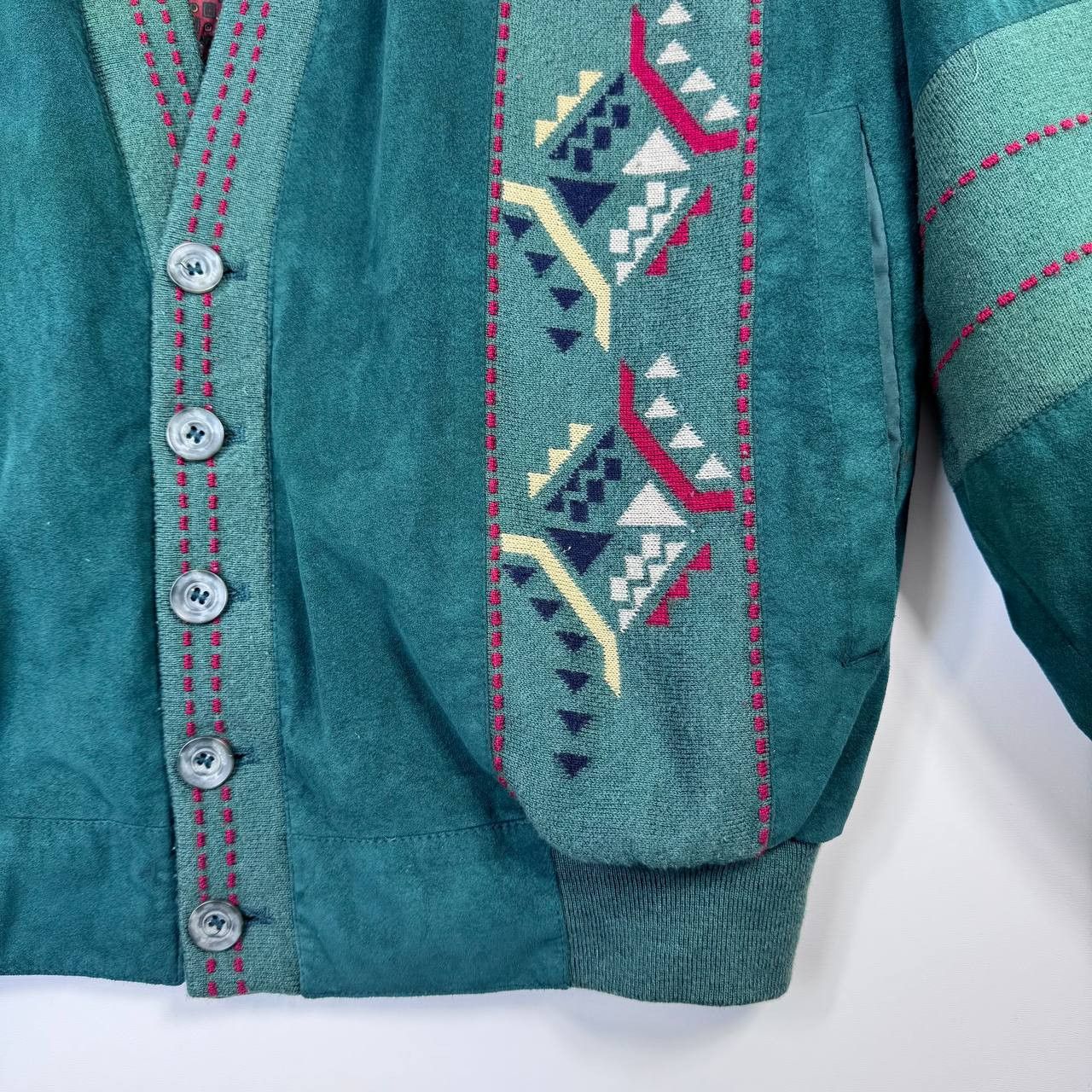 Other Vintage 90s Valmeline Cardigan Jacket Alcantara Pattern XL Size US XL / EU 56 / 4 - 3 Thumbnail