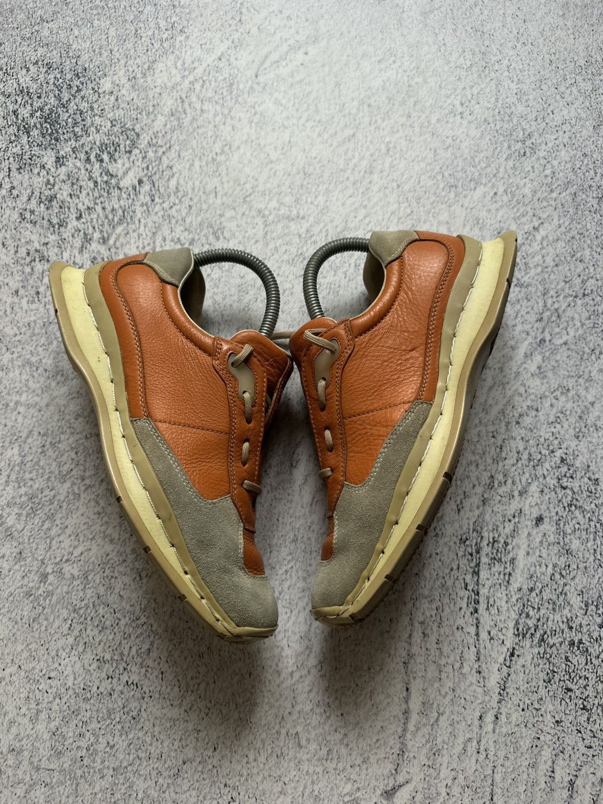 Prada Prada Red Tab Orange Leather Gray Suede Trainers Sneakers Size US 7 / IT 37 - 8 Thumbnail