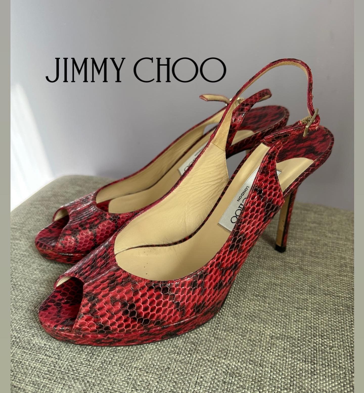 Designer × Jimmy Choo Jimmy Choo Multicolor Python heels sandals Size US 8.5 / IT 38.5 - 1 Thumbnail