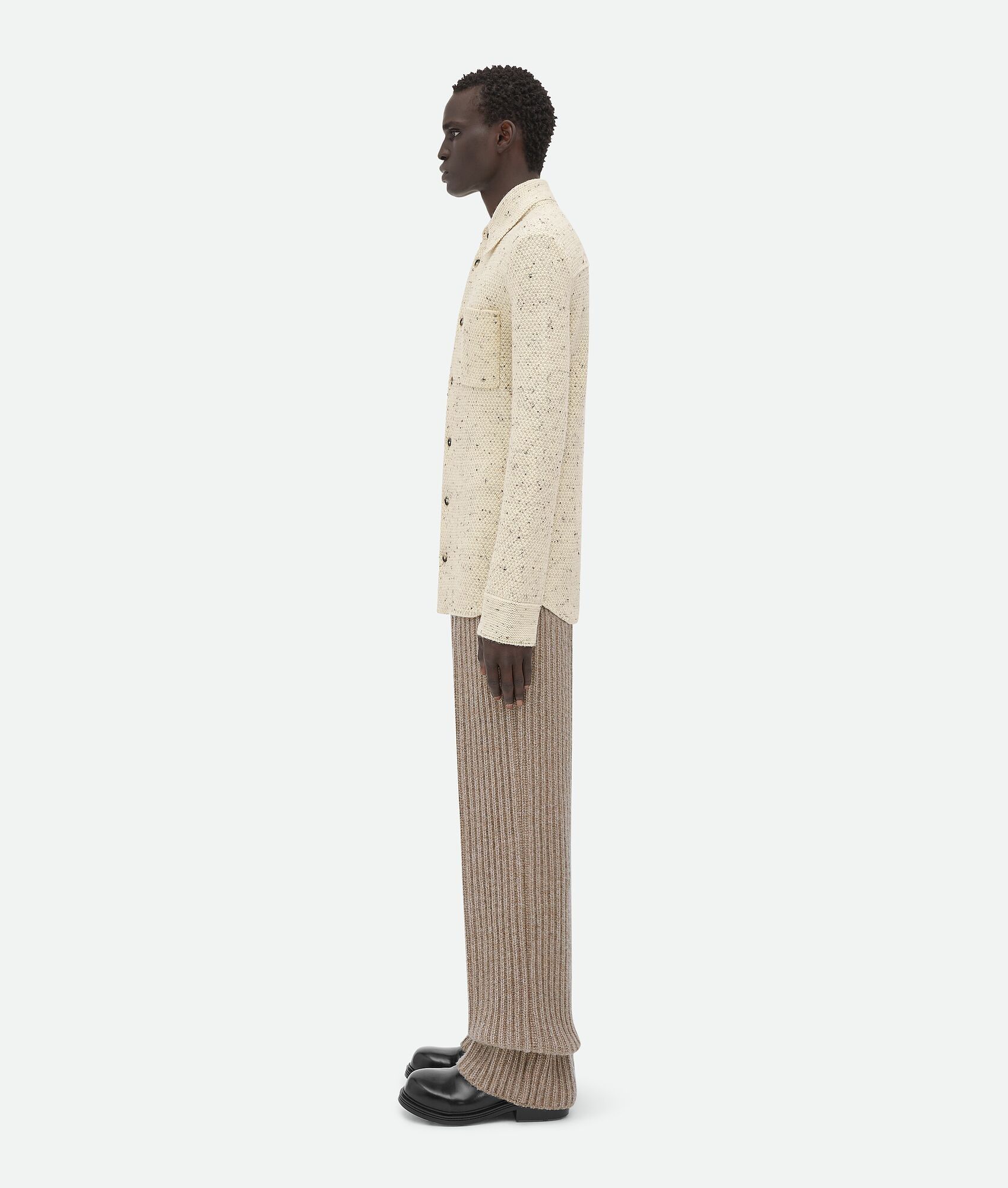 Bottega Veneta o1loc1c0325 769077 Wool Knitted Shirt in Ivory Size US L / EU 52-54 / 3 - 2 Thumbnail