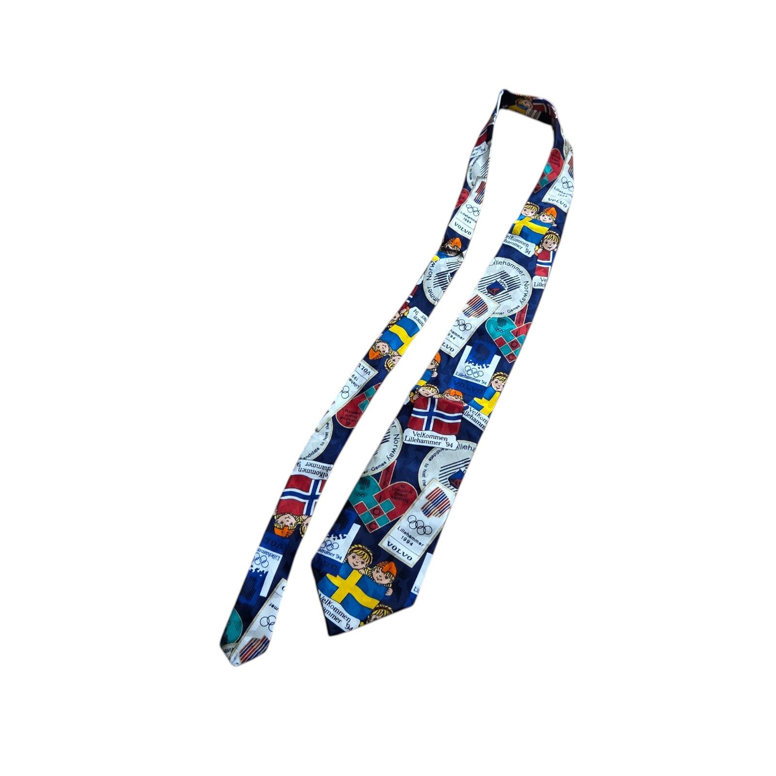 Vintage Lillehammer 1994 Norway Olympics Games Silk Tie Vintage Size ONE SIZE - 3 Thumbnail
