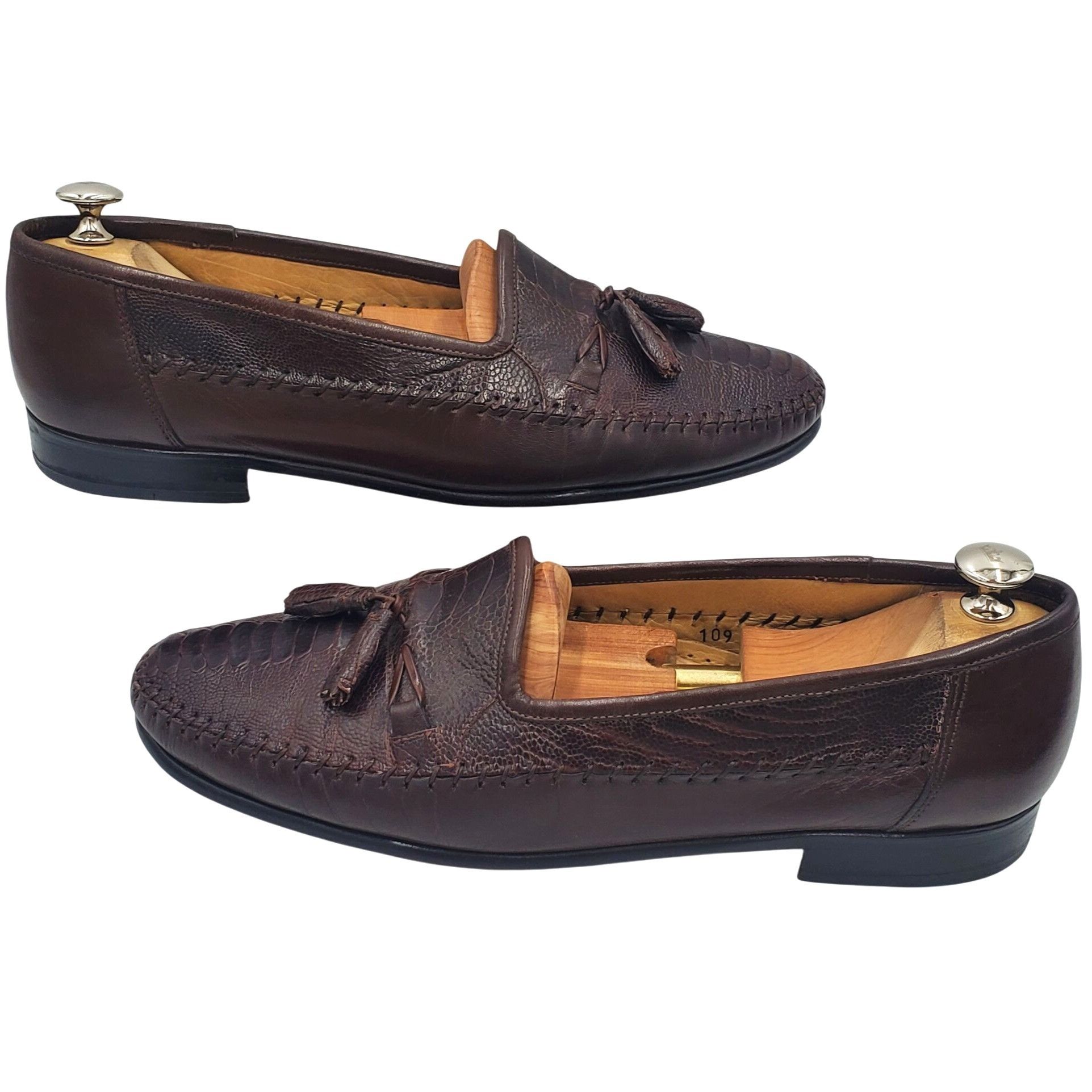 Zelli Italy Zelli Men's size 11 Brown Ostrich Exotic Leather Tasse Size US 11 / EU 44 - 12 Thumbnail