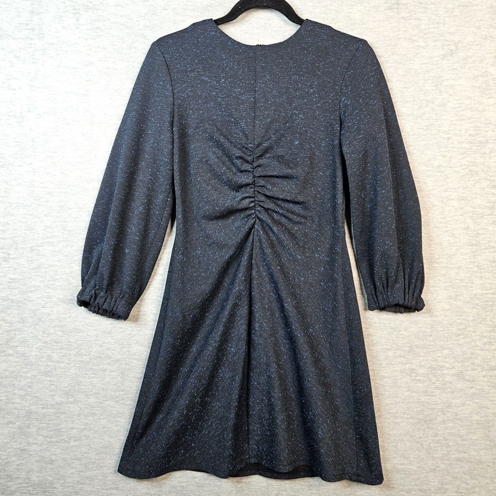 Tibi Tibi Dress Colorful Ruched Puffed Sleeve Short A-Line 2 Blue Women Size 26" / US 2 / IT 38 - 2 Thumbnail