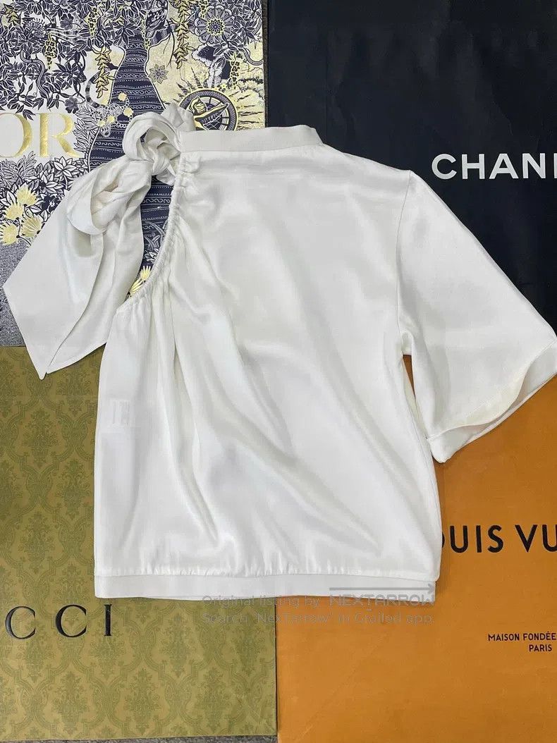 Chanel Chanel 24S white silk satin bow tie off-the-shoulder short Size XXS / US 00 / IT 34 - 3 Thumbnail