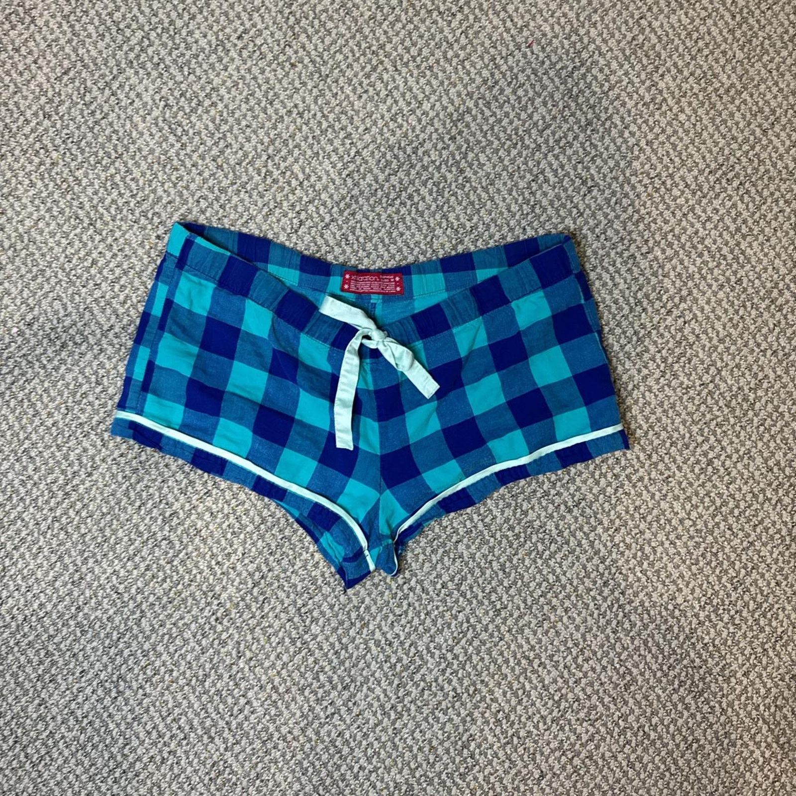 Other Y2K vintage plaid low rise blue mini micro shorts Size 36" / US 14 / IT 50 - 1 Thumbnail