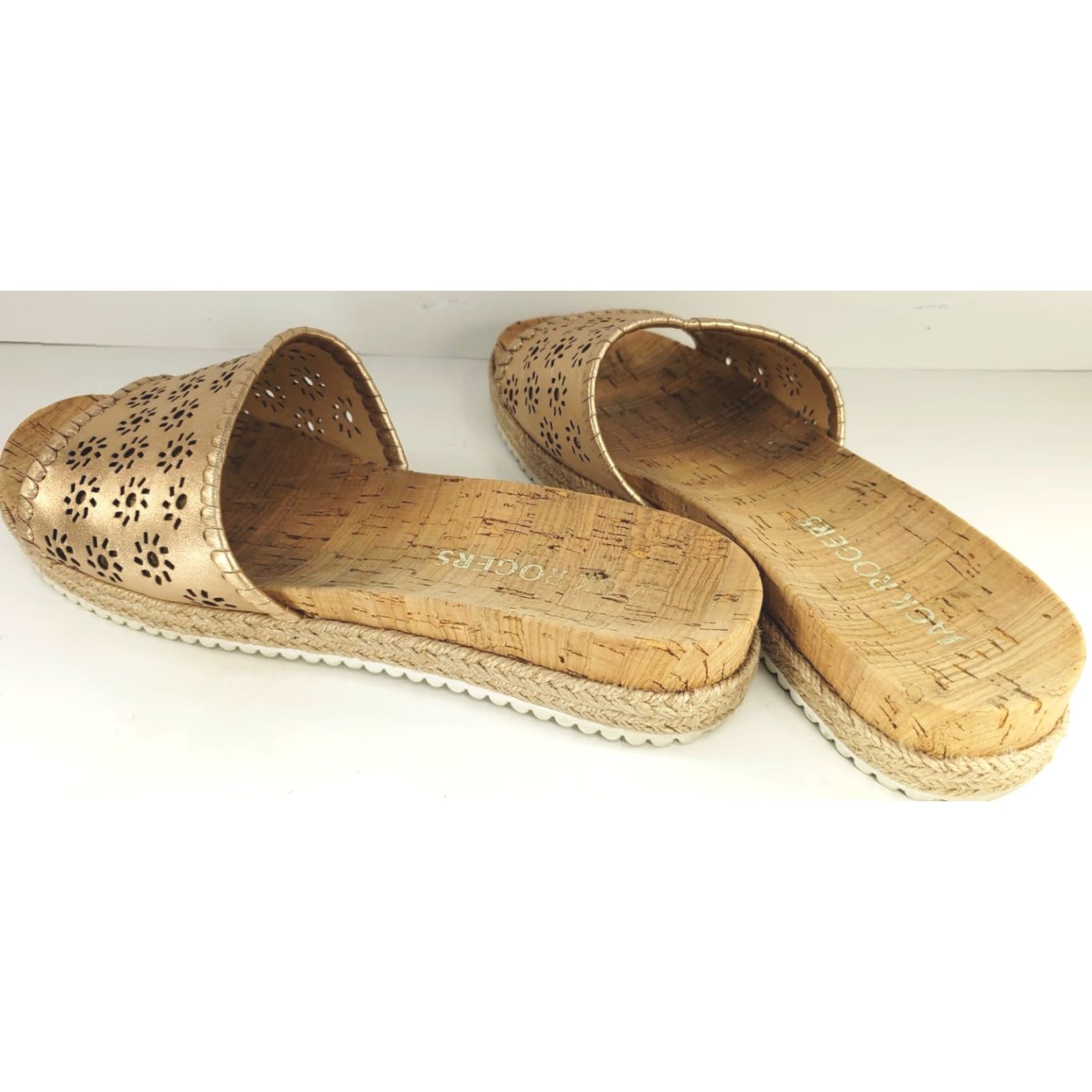 Jack Rogers Jack Rogers Women's 9M Metallic Floral Perforated Espadrille Cork Slide Sandal Size US 9 / IT 39 - 5 Thumbnail