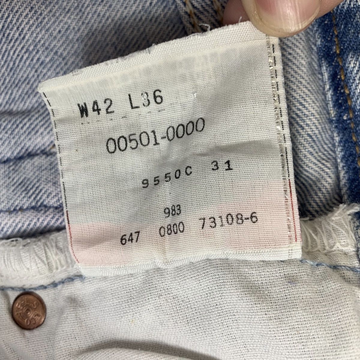 Levi's × Vintage Vintage LEVI’S lot501 distressed custom patchwork blue jeans Size US 32 / EU 48 - 20 Thumbnail