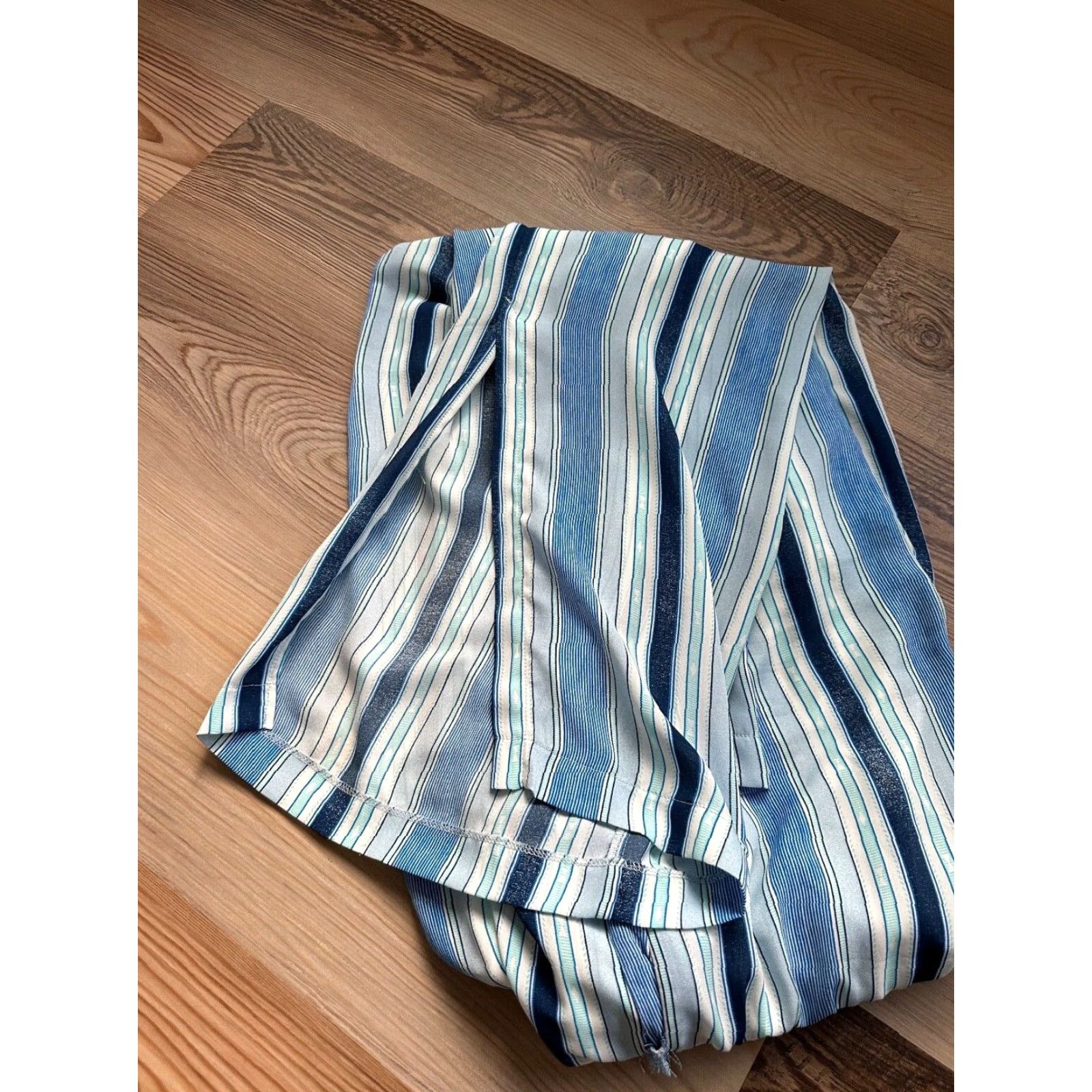 Vintage New Direction Palazzo Style Pants Pull On Blue Striped Lined Wide Split Leg Size 36" / US 14 / IT 50 - 7 Thumbnail