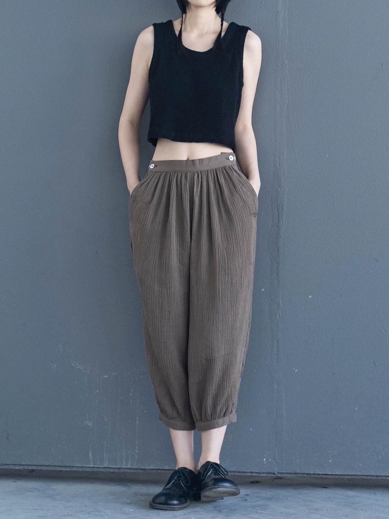 Issey Miyake Issey Miyake Brown tapered pants Size 42" / US 20 - 1 Thumbnail