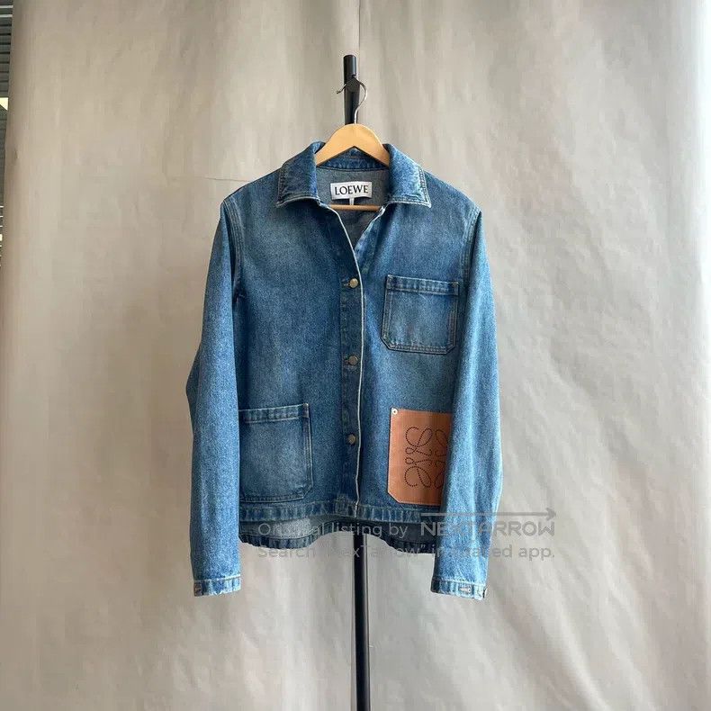 Loewe Loewe Classic Leather Brand Denim Jacket Size XXS / US 00 / IT 34 - 1 Thumbnail