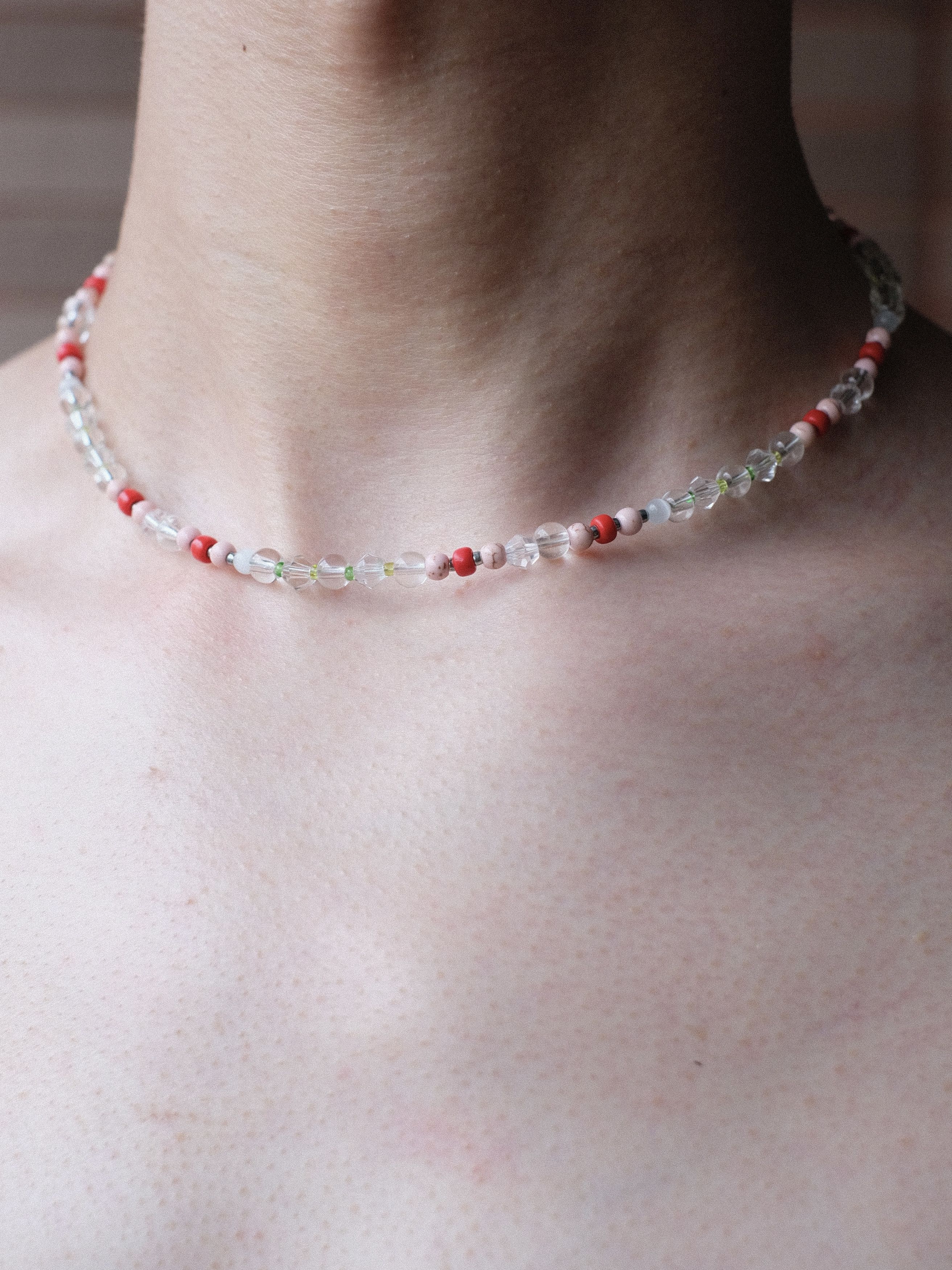 Handmade × Japanese Brand Cute Crystal Glass Beads Handmade Beaded Necklace 16.1in Size ONE SIZE - 3 Thumbnail