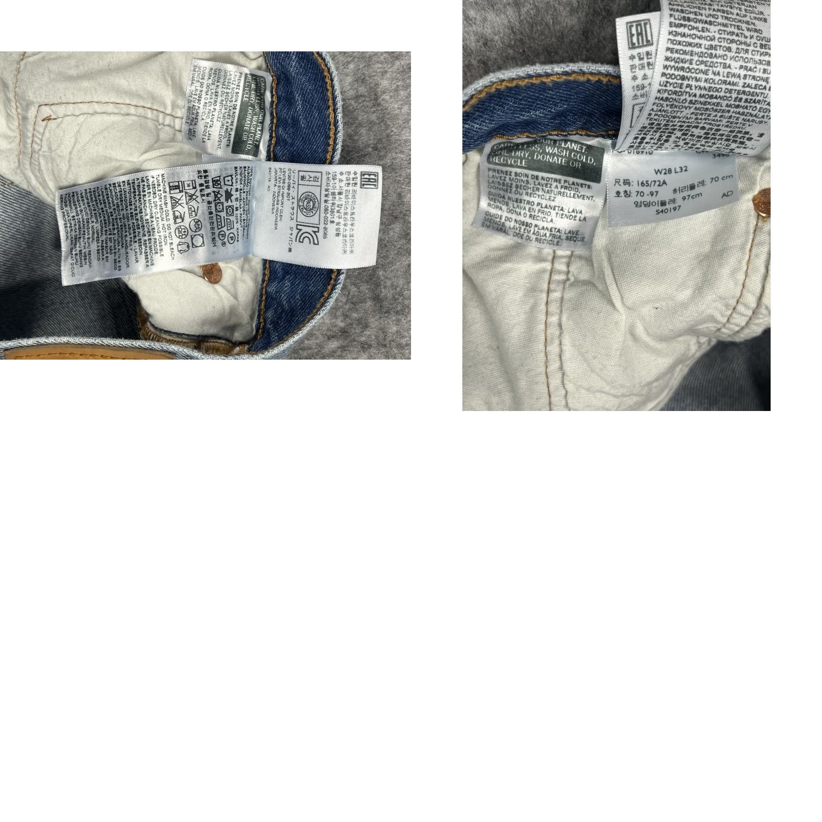 Levi's Levi's 501 CT Jeans Mens/Womens Distressed Blue Denim 28x32 Regular Fit Tapered Short/Medium Rise Low Rise 8-10in Belt Loops 5-Pocket Size 28" / US 6 / IT 42 - 8 Thumbnail