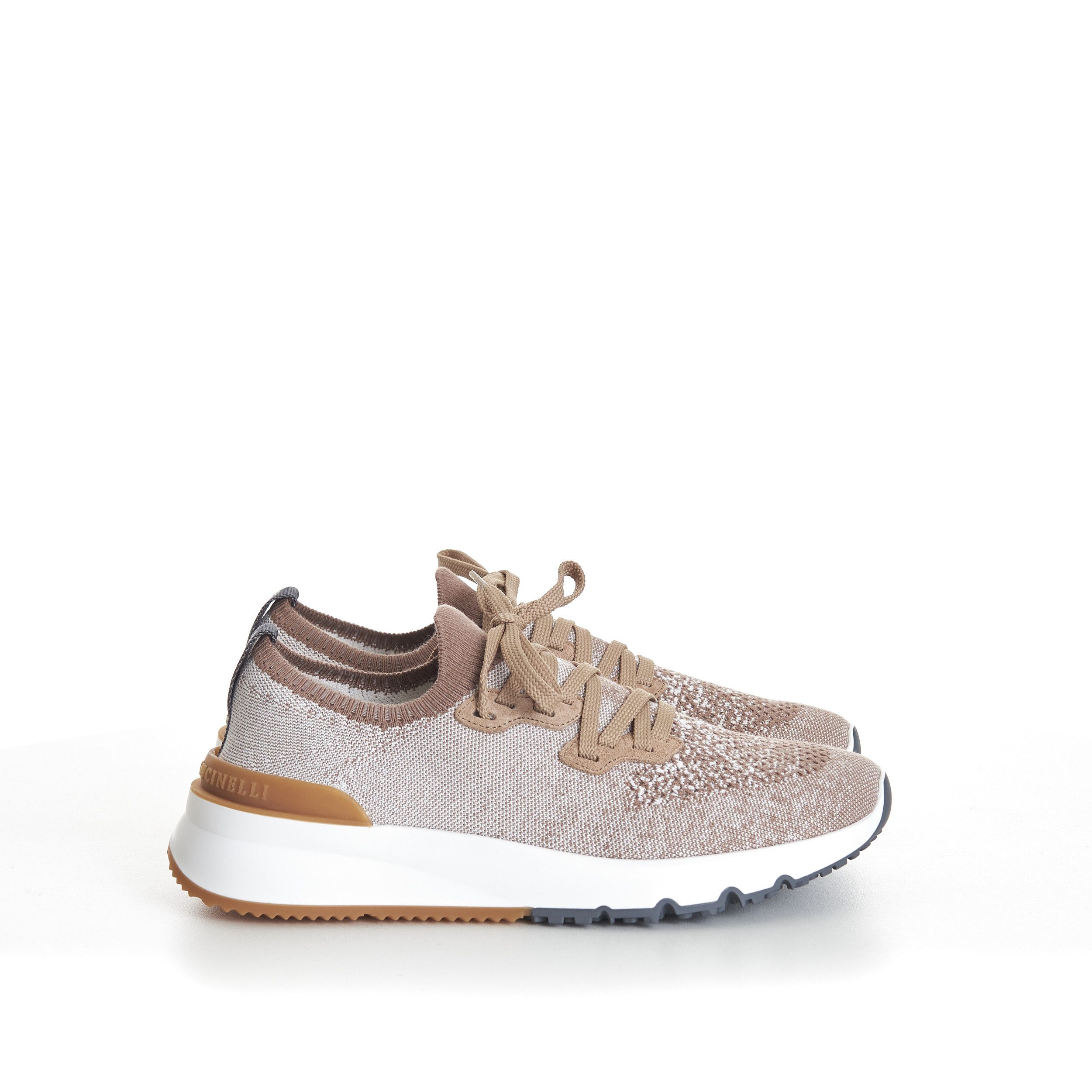 Brunello Cucinelli Beige Low Top Cotton Chiné Knit Runners Size US 13 / EU 46 - 8 Thumbnail