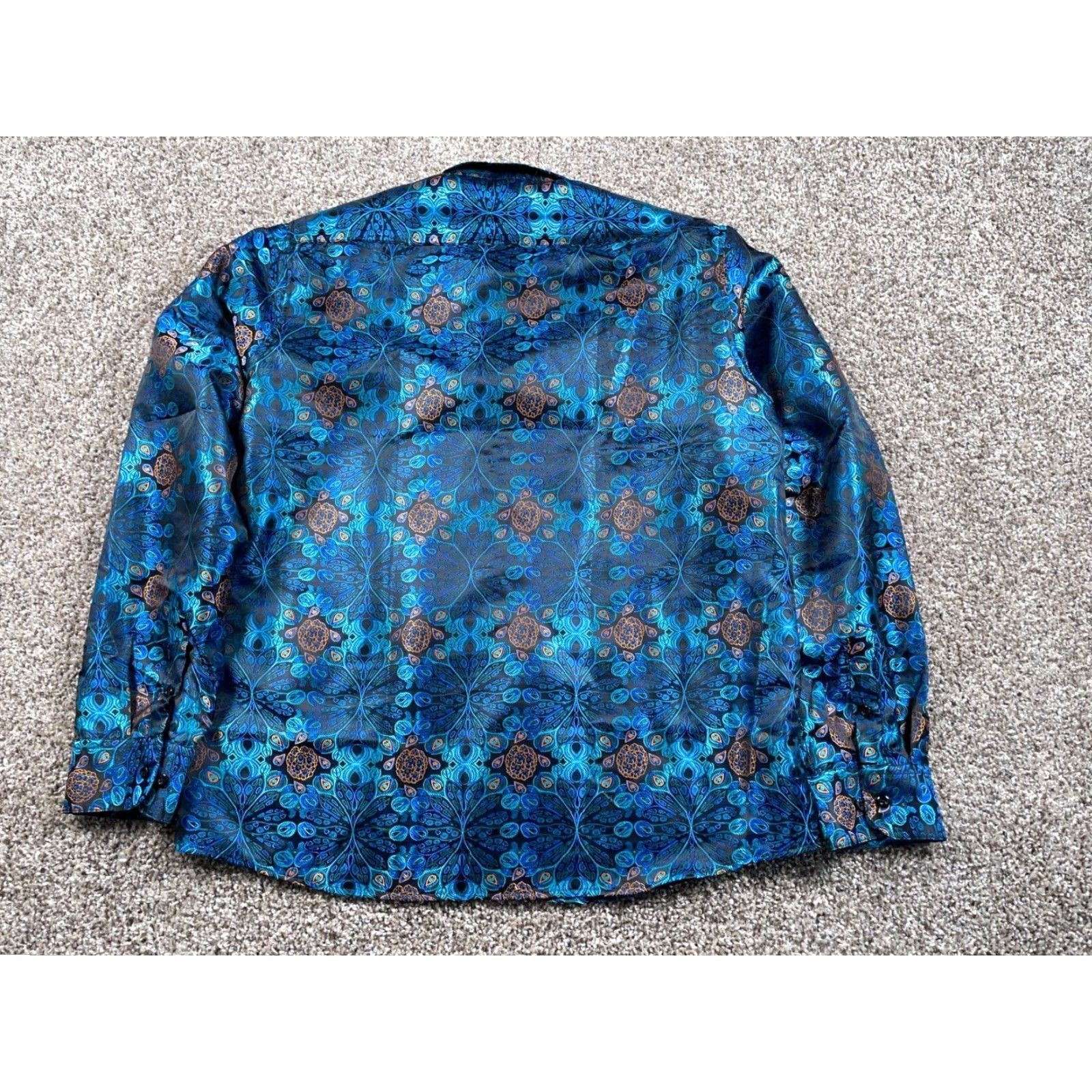 Gloverall Hi-Tie Sh​irt Adult XL Blue Paisley Pattern Bohemian Hippie Retro Casual Button-Up Shirt Mens XL Size US XL / EU 56 / 4 - 3 Thumbnail