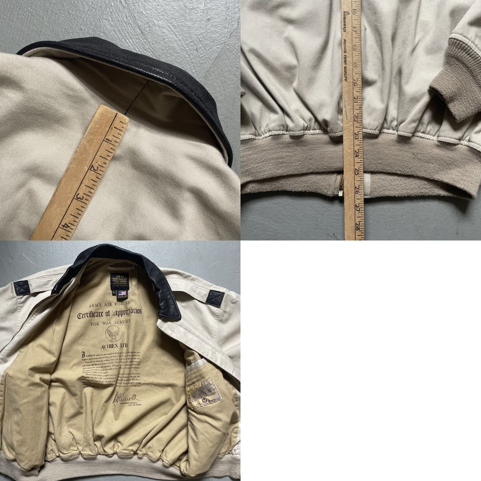 Avirex VINTAGE Avirex A-2 Flight Jacket Bomber Cotton Leather Military Made In USA L Jacket Mens Beige US Theme USA Leather Features Size US L / EU 52-54 / 3 - 9 Thumbnail