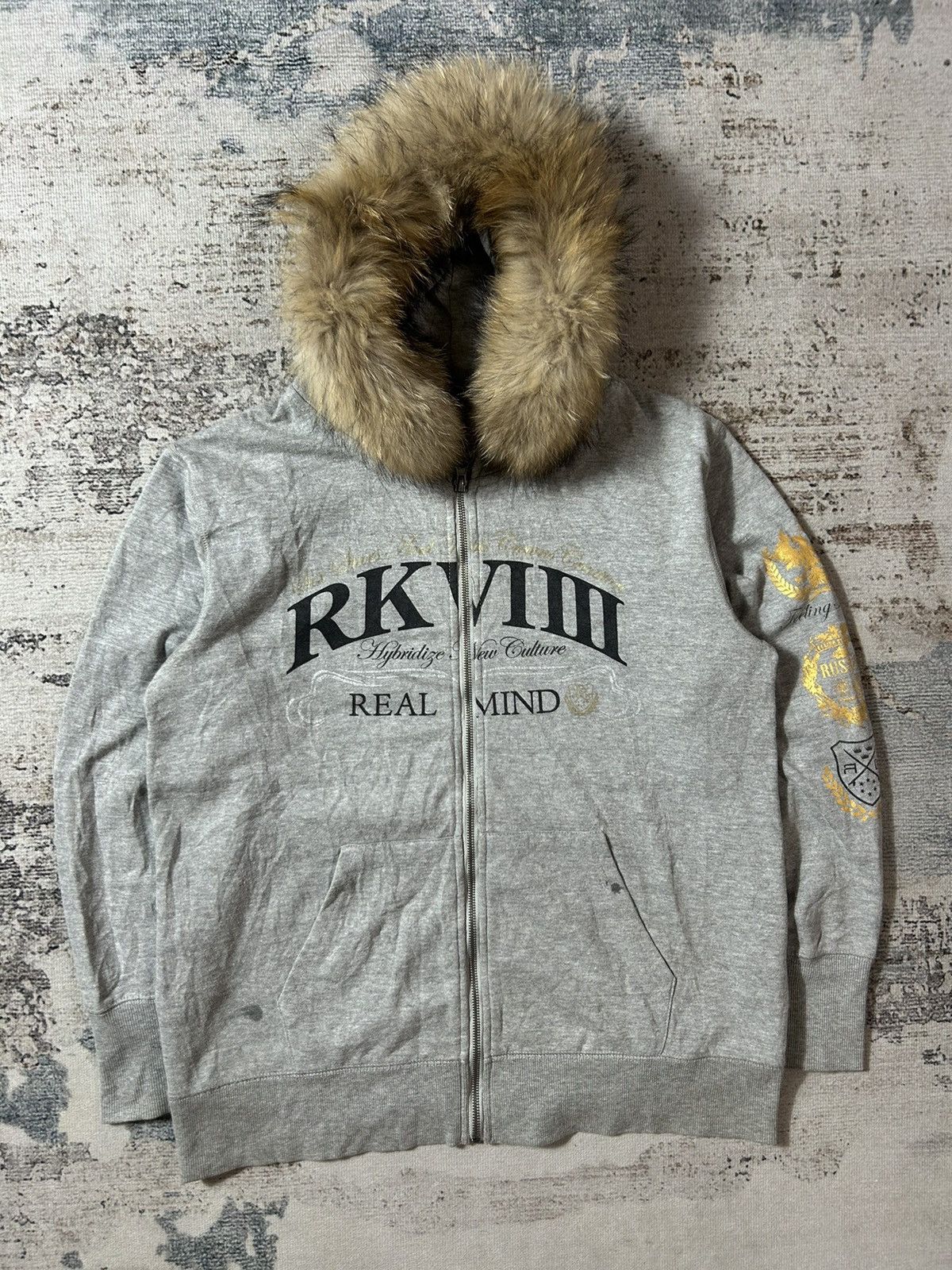 If Six Was Nine × Japanese Brand × Le Grande Bleu (L.G.B.) Japanese Poem Faux Fur Zip Hoodie Lgb Styled Size US L / EU 52-54 / 3 - 1 Thumbnail