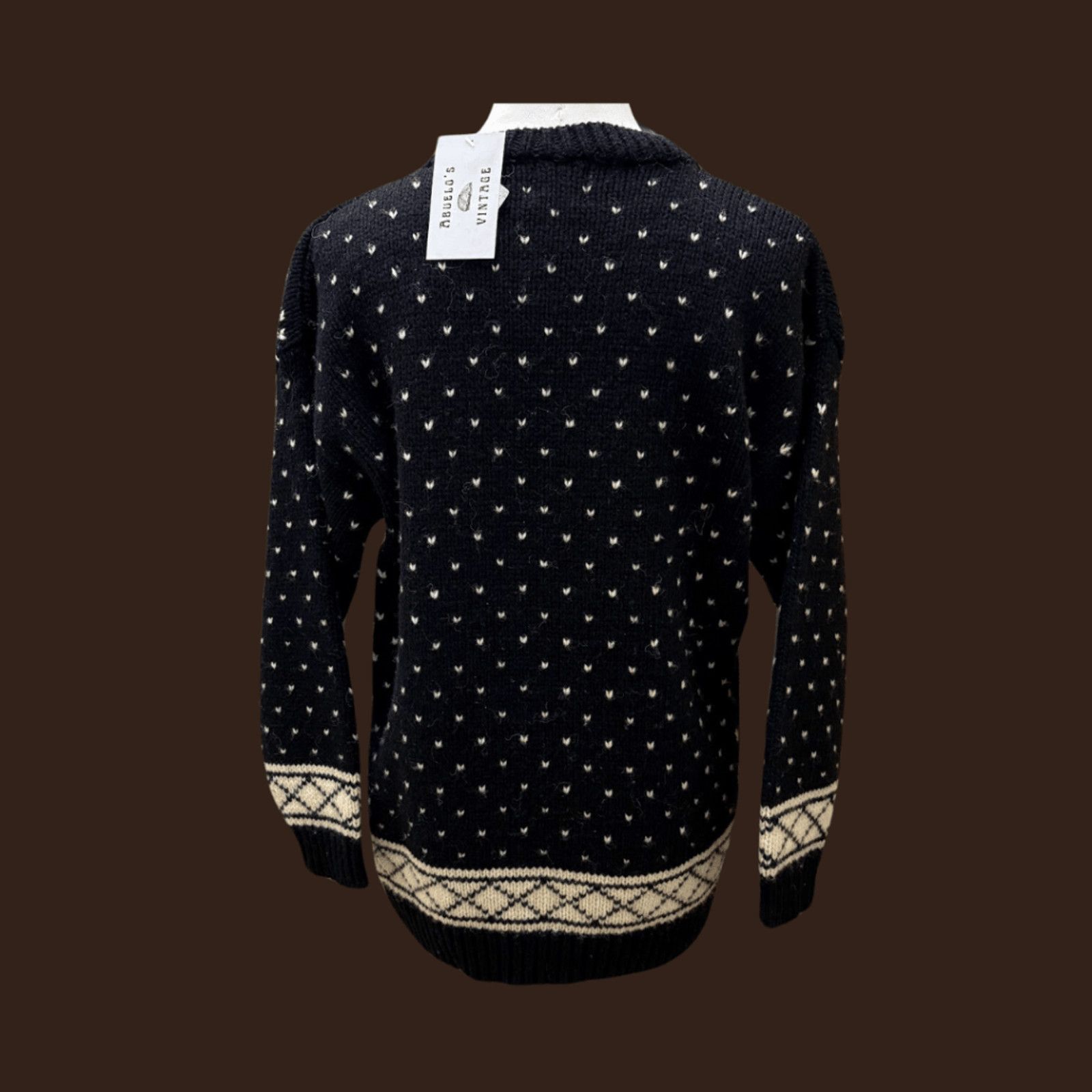 Vintage VTG Knit Sweater | Crescendo Floral Black Wool | 90s Indie Size S / US 4 / IT 40 - 3 Thumbnail