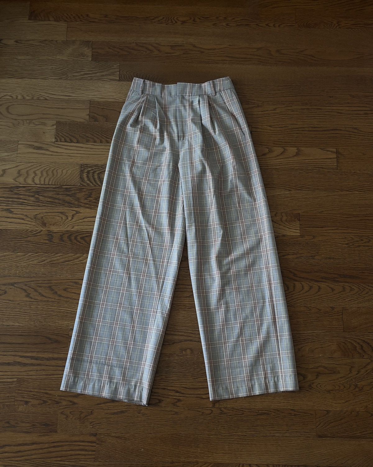image of Tibi Plaid Wide Trousers, Women's (Size 27)