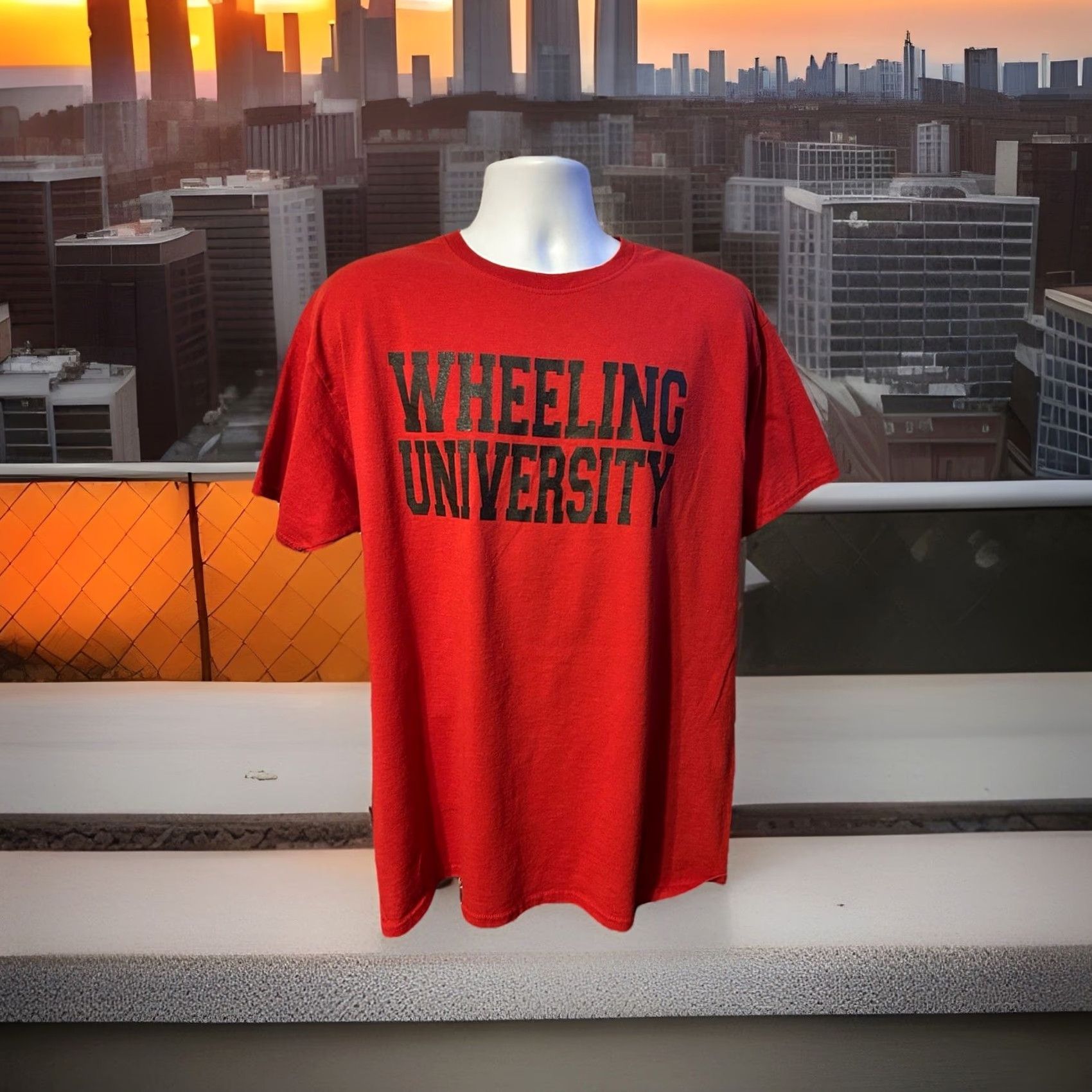 Spell Wheeling University Shirt Adult XL Red Short Sleeve Crew Neck Front Spell Out Size US XL / EU 56 / 4 - 6 Thumbnail