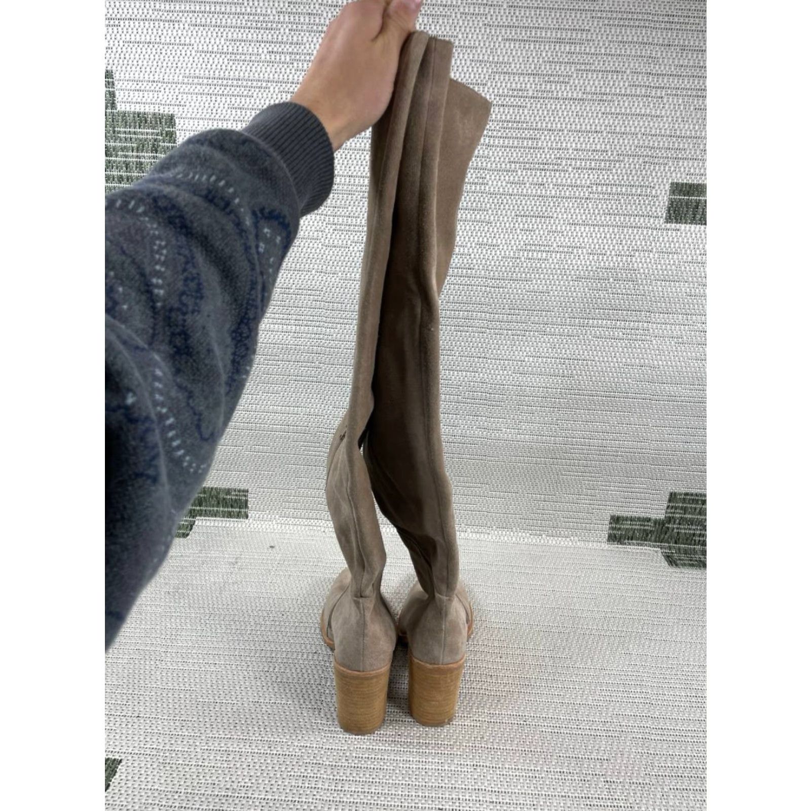 Jeffrey Campbell Jeffrey Campbell Decklan Boots Womens 8.5 Beige Suede Knee High Riding Zip Block Heel Leather Lining Size US 9 / IT 39 - 4 Thumbnail