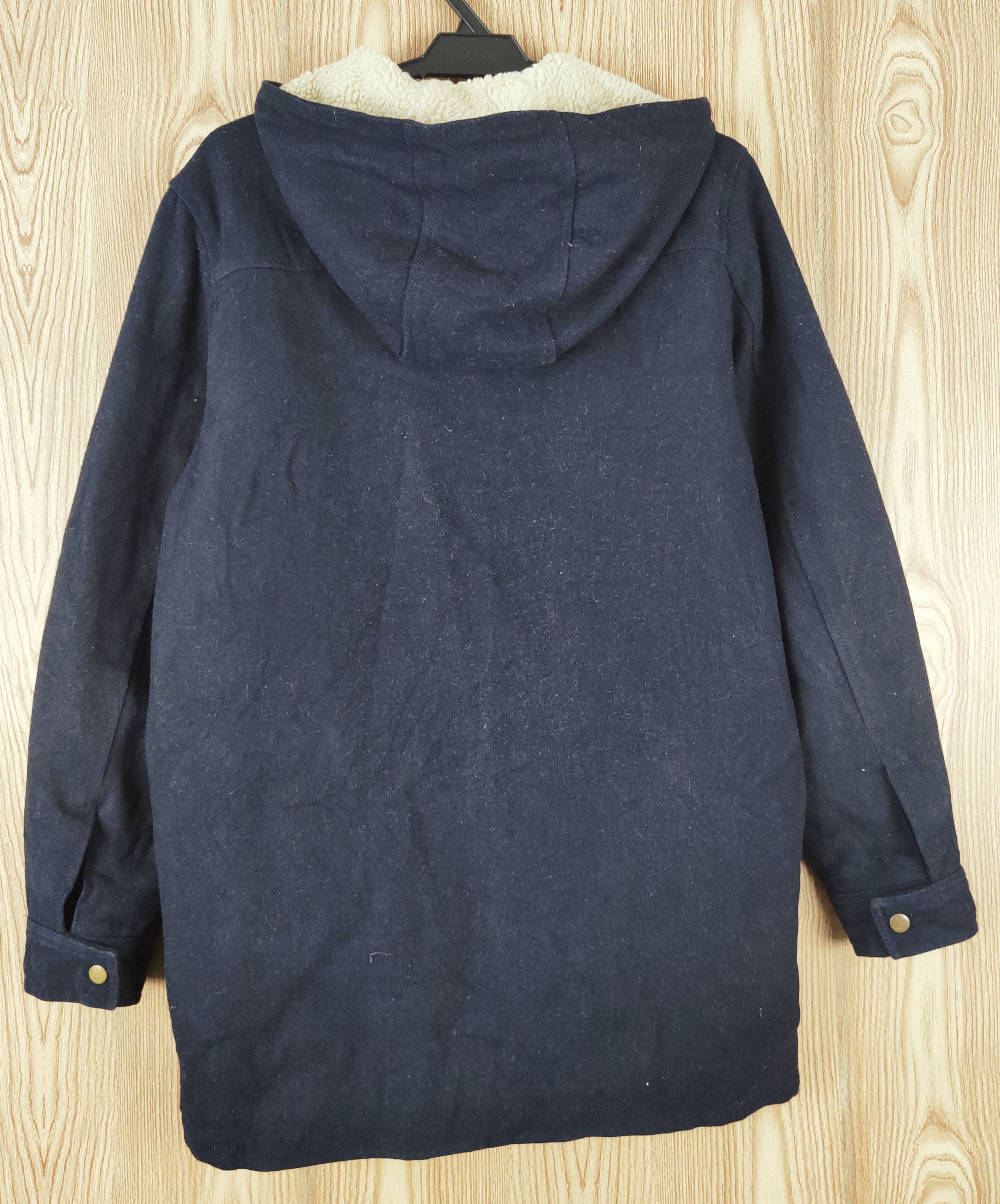 Old Navy × Vintage Vintage&rare design by Old Navy Dark Blue Wool Hoodie Coats Size US L / EU 52-54 / 3 - 7 Thumbnail