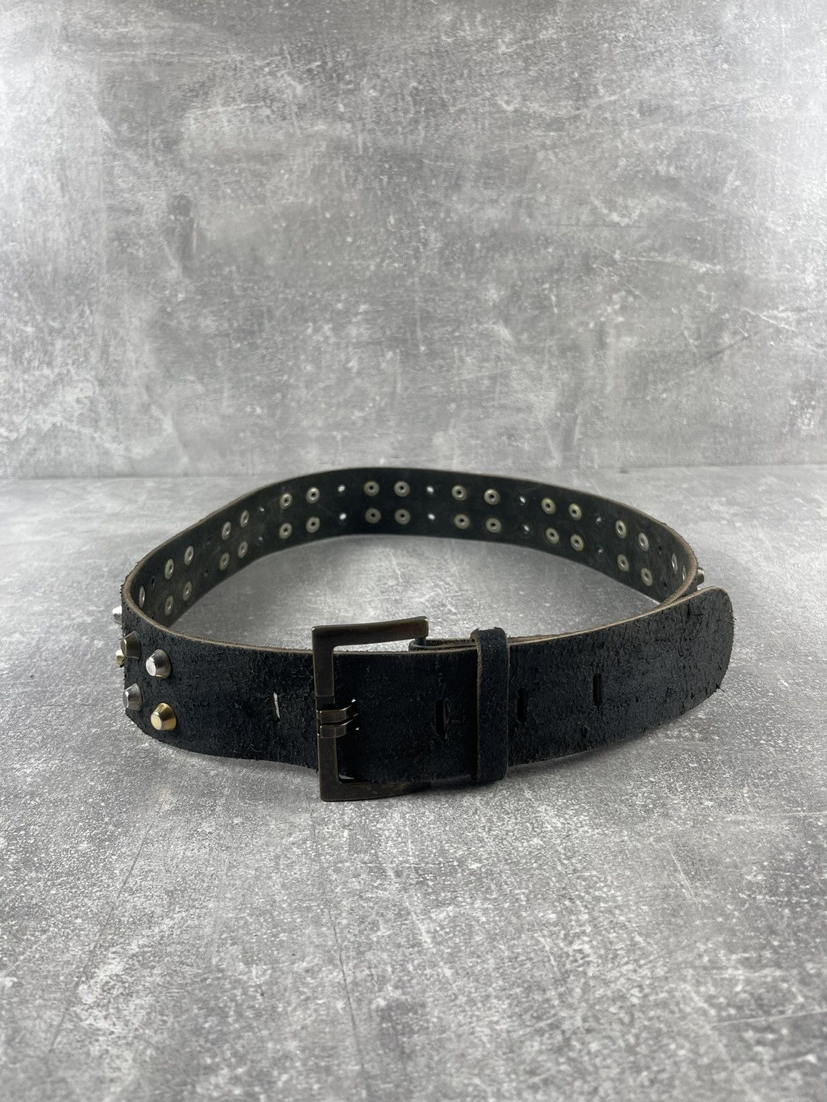 Vintage Vintage Y2K Studded Leather Belt Black Punk Rock Wide Belt Size ONE SIZE - 2 Thumbnail