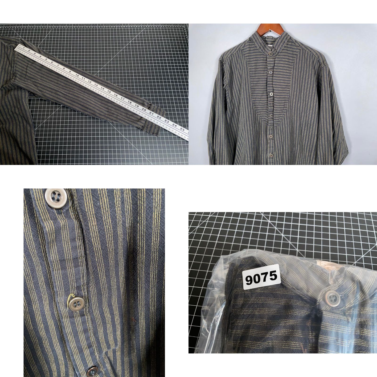 Vintage VINTAGE Wah Maker Men's Button-Up Shirt Casual Long Sleeve Cotton Blue Yellow Striped 90s Western Rodeo Large Size US L / EU 52-54 / 3 - 8 Thumbnail