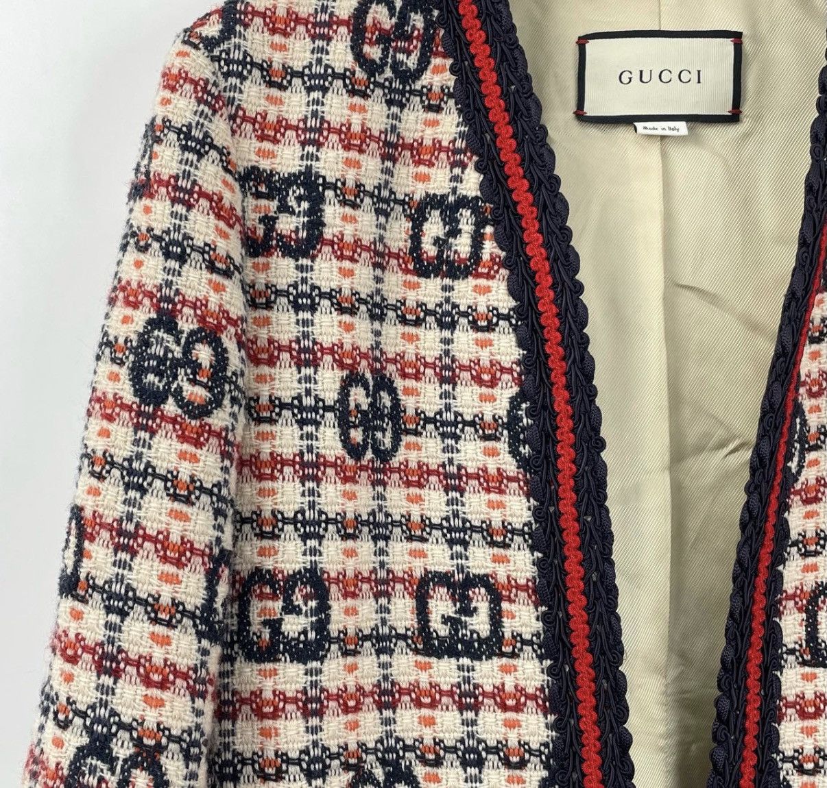 Gucci Gucci/Double G All-Over Print Tweed Coat K12 Size XS / US 0-2 / IT 36-38 - 4 Thumbnail