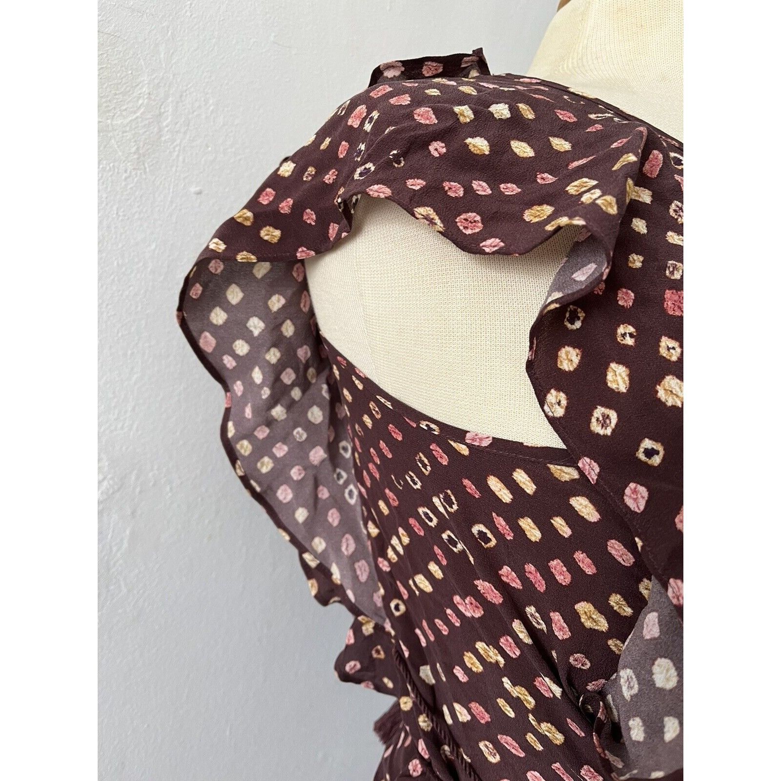 Ulla Johnson Plum Red Polka Dot Print Top Cotton Sleeveless