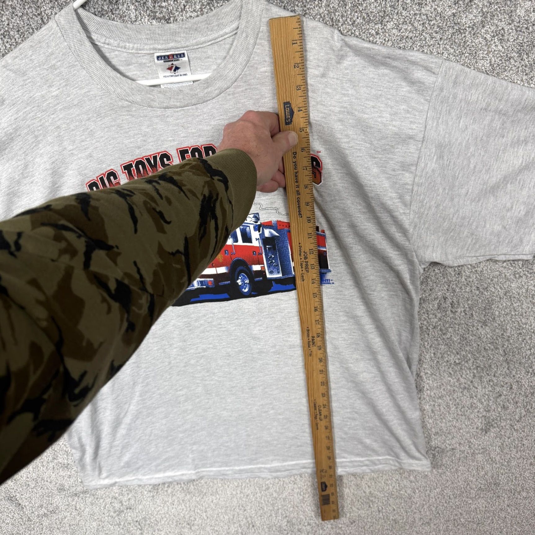 Jerzees VINTAGE Big Toys For Big Boys Fire Truck T-Shirt Mens 2XL Heather Gray Streetwear Size US XXL / EU 58 / 5 - 2 Thumbnail