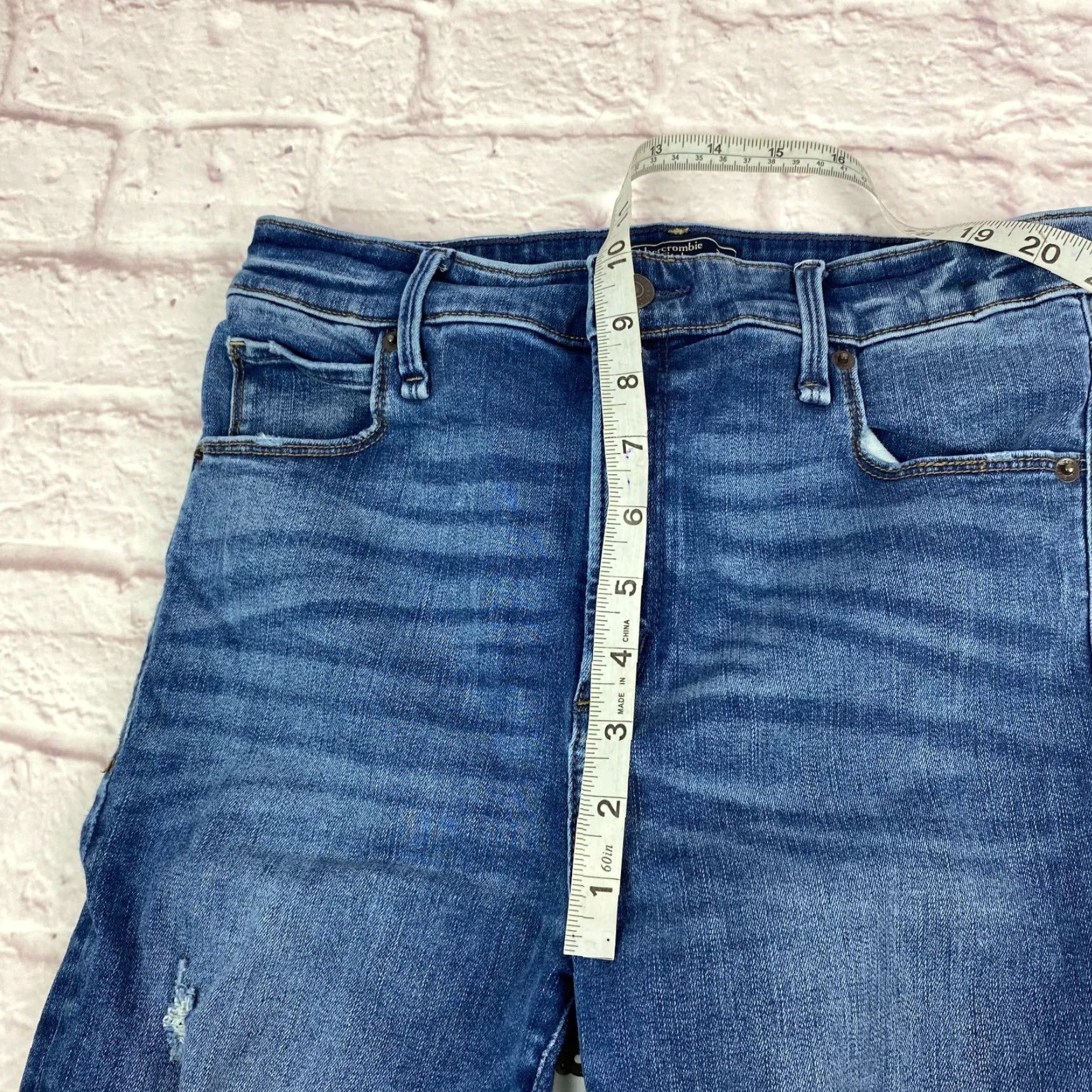 Abercrombie & Fitch Abercrombie & Fitch Simone High Rise Super Skinny Jeans Distressed Blue 27 Long Size 27" / US 4 / IT 40 - 5 Thumbnail