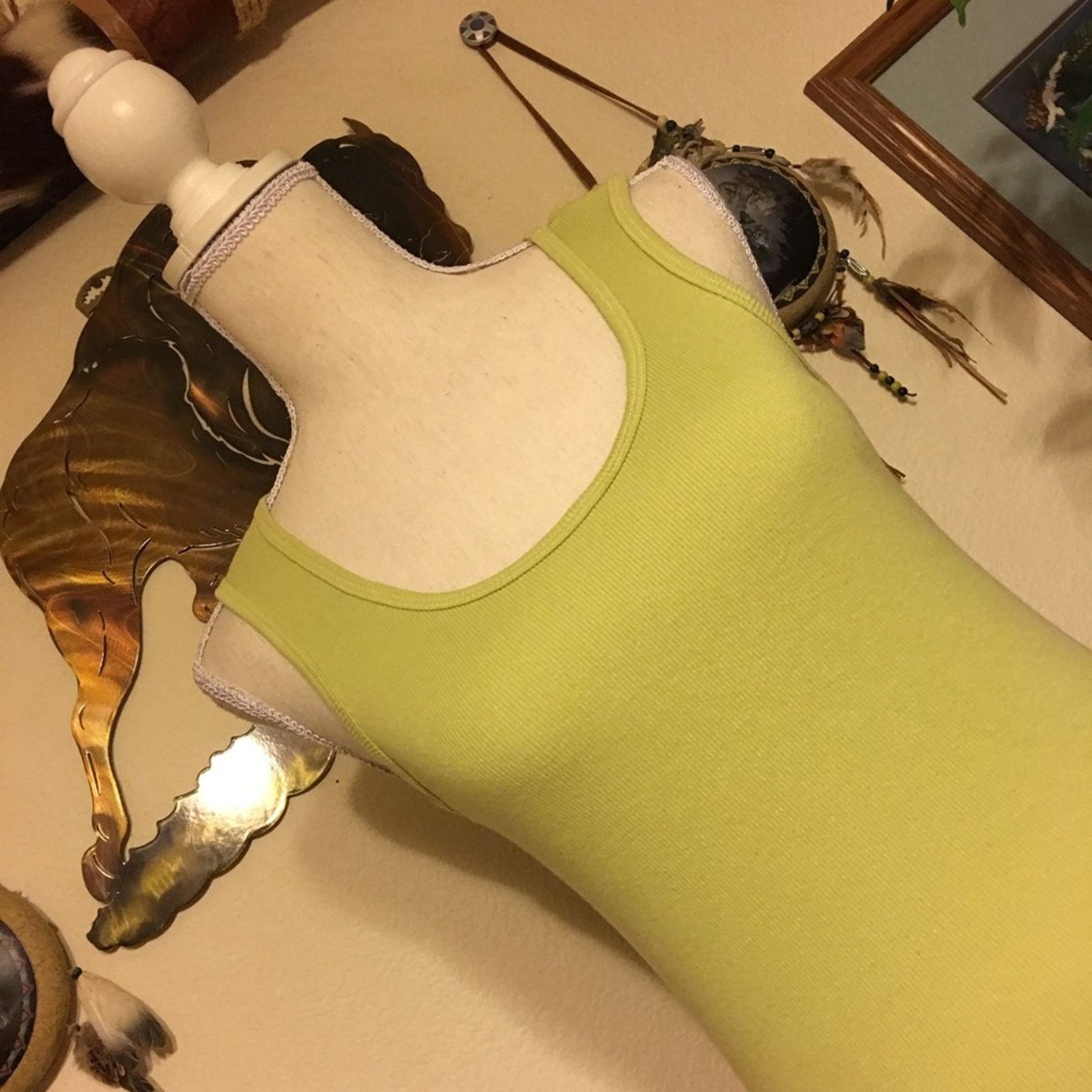 Other Metro style rib knit green stretchy tank NWOT M Size M / US 6-8 / IT 42-44 - 2 Thumbnail