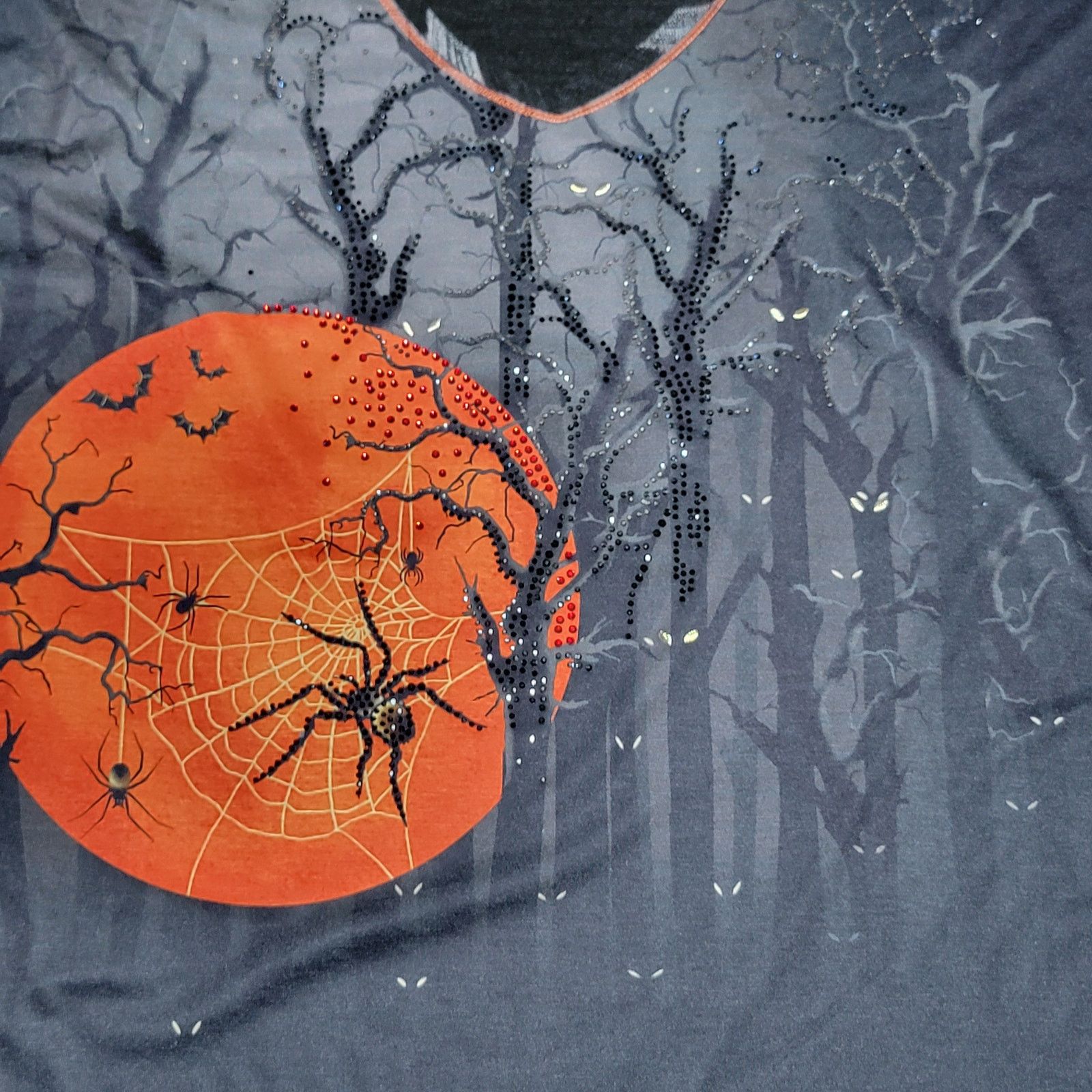 Other Onque Casual LS Halloween Sweater Bling Tree Moon Spider -2X Size XXL / US 16-18 / IT 52-54 - 2 Thumbnail