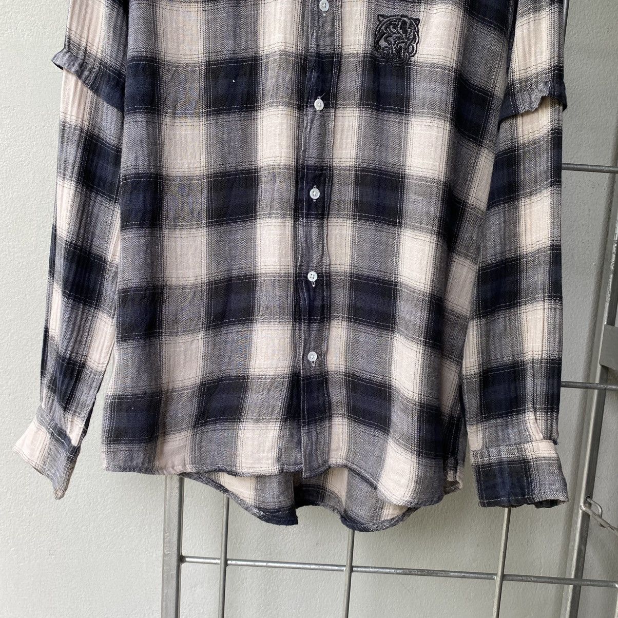 Balmain BALMAIN Gray-Black Plaid Ruffle Sleeve Shirt Size M / US 6-8 / IT 42-44 - 4 Thumbnail