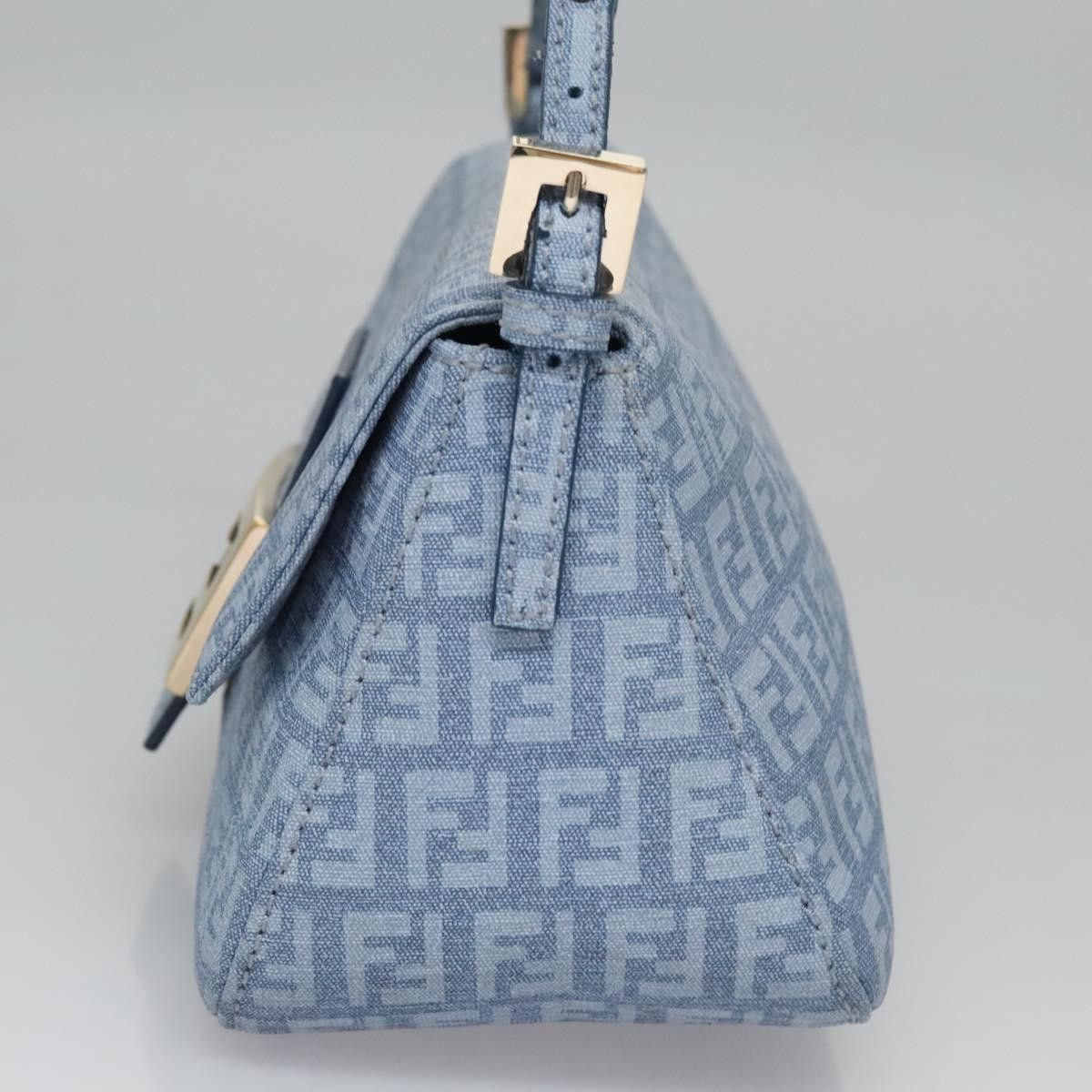 Fendi Baguette Blue Canvas Shoulder Bag (Pre-Owned), Women's