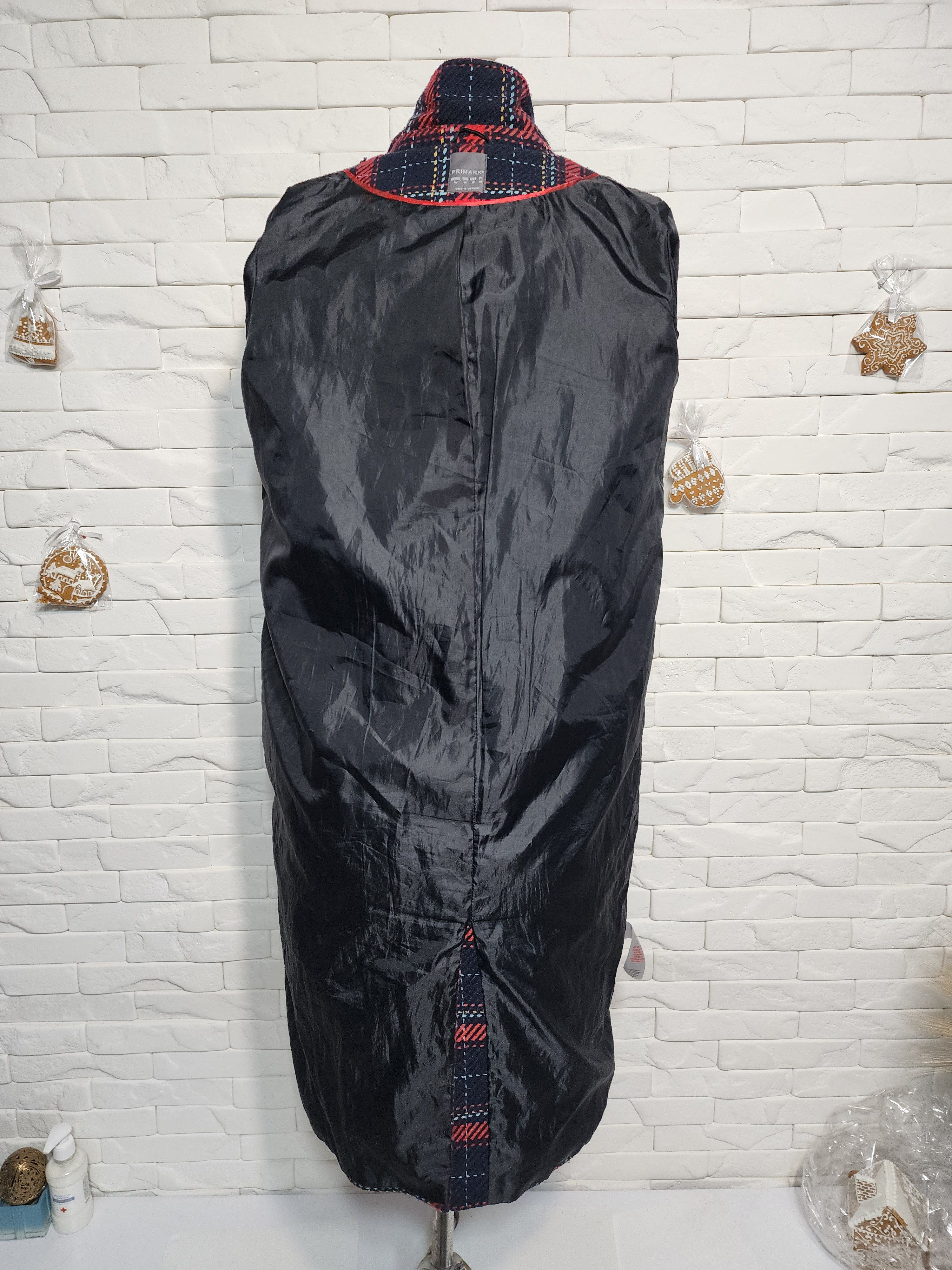 Primark Black and Red Trench Coat: Long Women's Coat Size L / US 10 / IT 46 - 7 Thumbnail