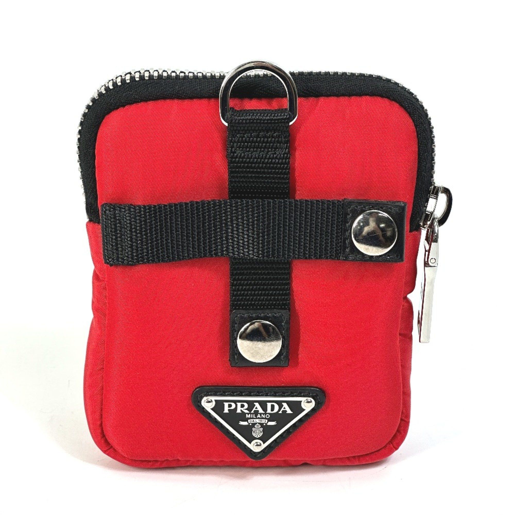 Prada PRADA 2NA026 triangle logo triangle logo plate Bicolor Pouch Red Black Size ONE SIZE - 1 Thumbnail