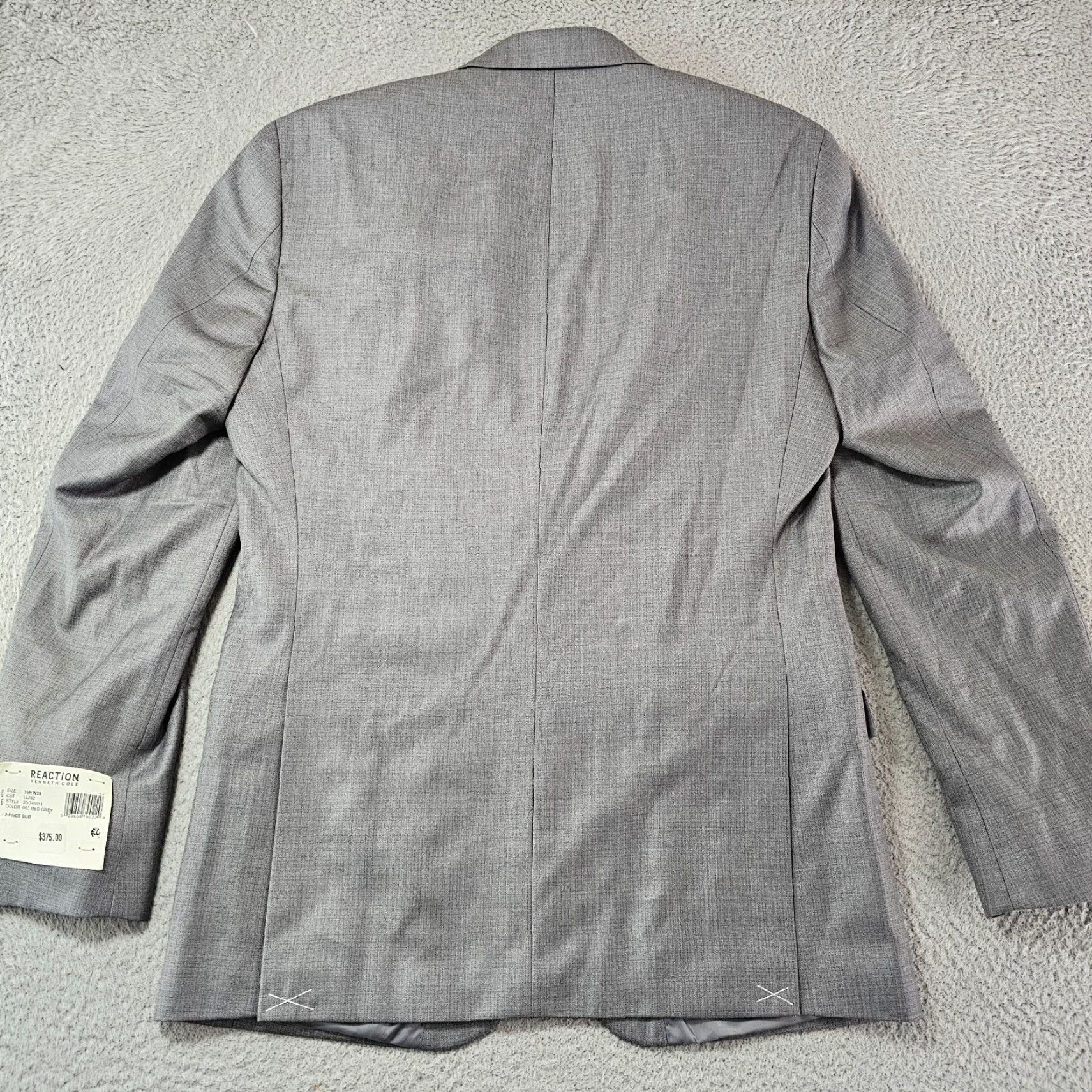 Kenneth Cole KENNETH COLE REACTION Blazer Mens 36R Suit Separate Med Gray 2 Button Jacket Style Notch Dress Coat All Seasons Regular Fit Size 36R - 7 Thumbnail