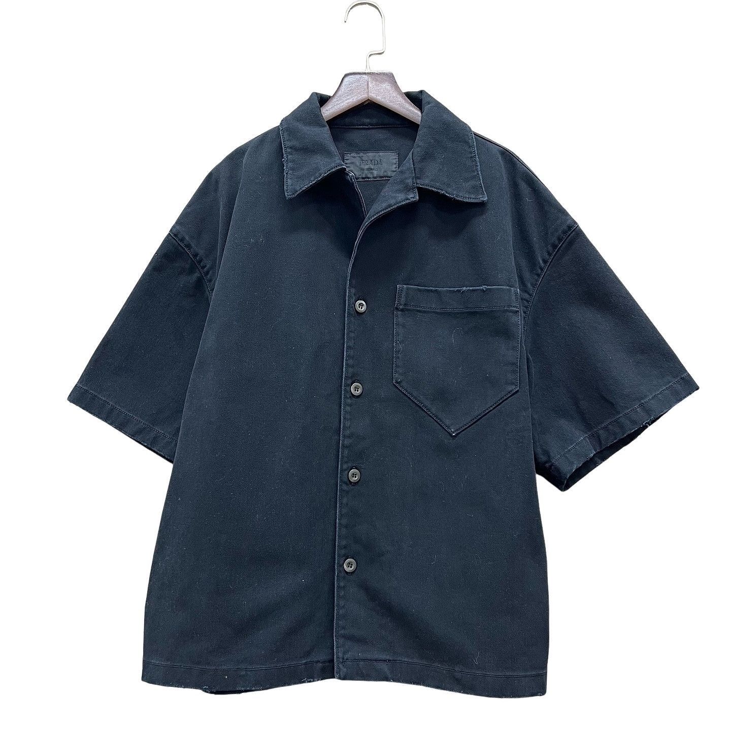 Prada Prada Logo Embossed Washed Short Sleeve Shirt Black L Size US L / EU 52-54 / 3 - 1 Thumbnail