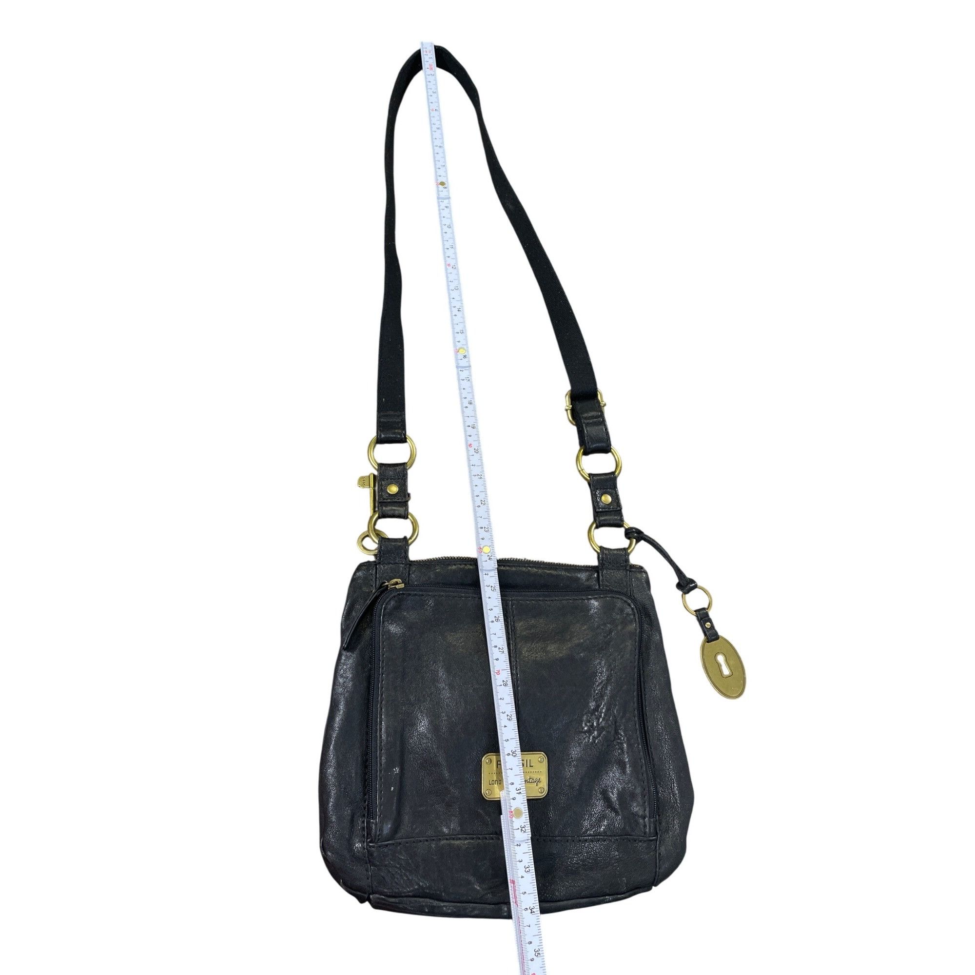 Fossil Fossil Long Live Vintage Womens Black Leather Crossbody Han Size ONE SIZE - 7 Thumbnail
