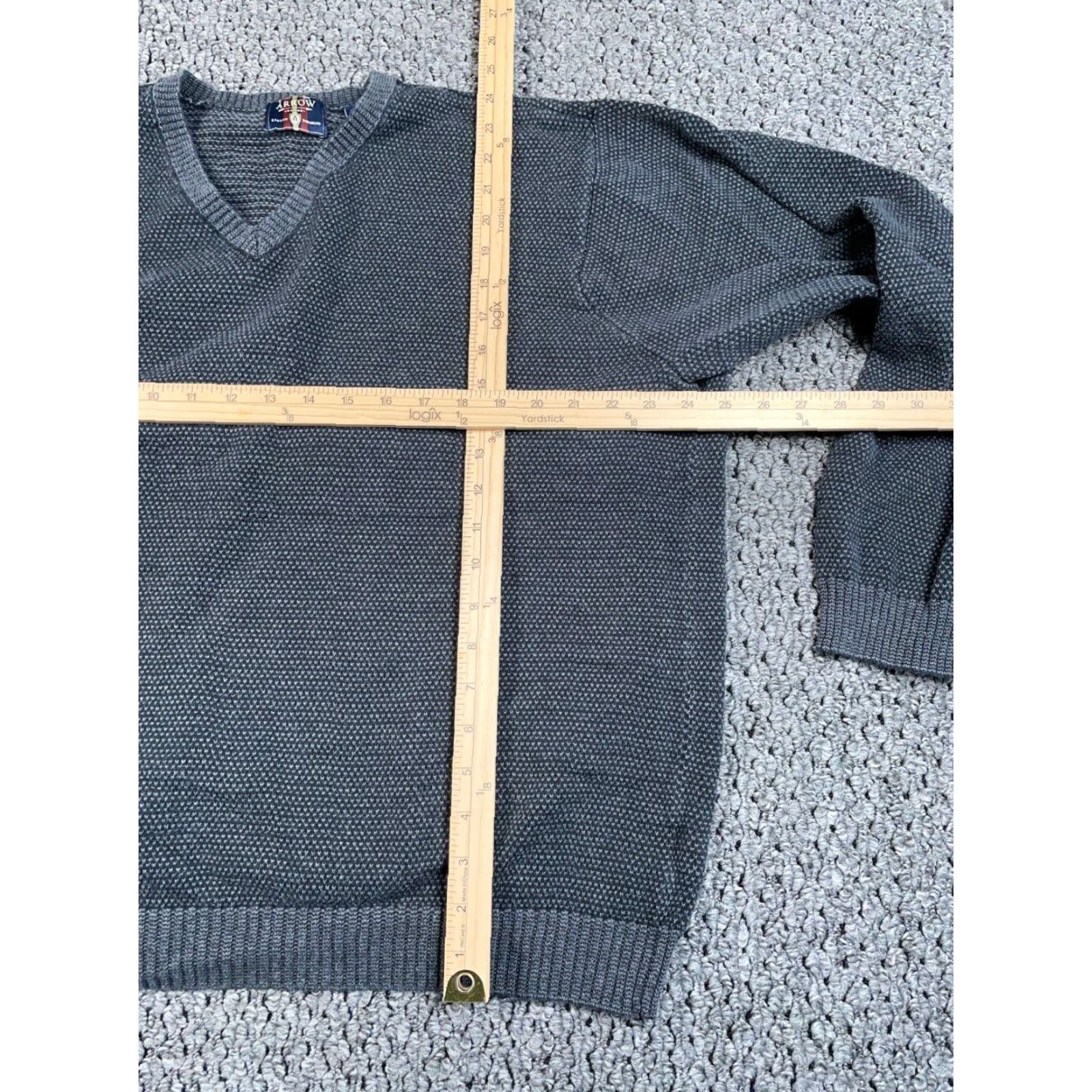 Arrow VINTAGE Arrow Knit Sweater Adult XL Gray Cotton V-Neck Pullover 90s Preppy Mens Size US XL / EU 56 / 4 - 6 Thumbnail