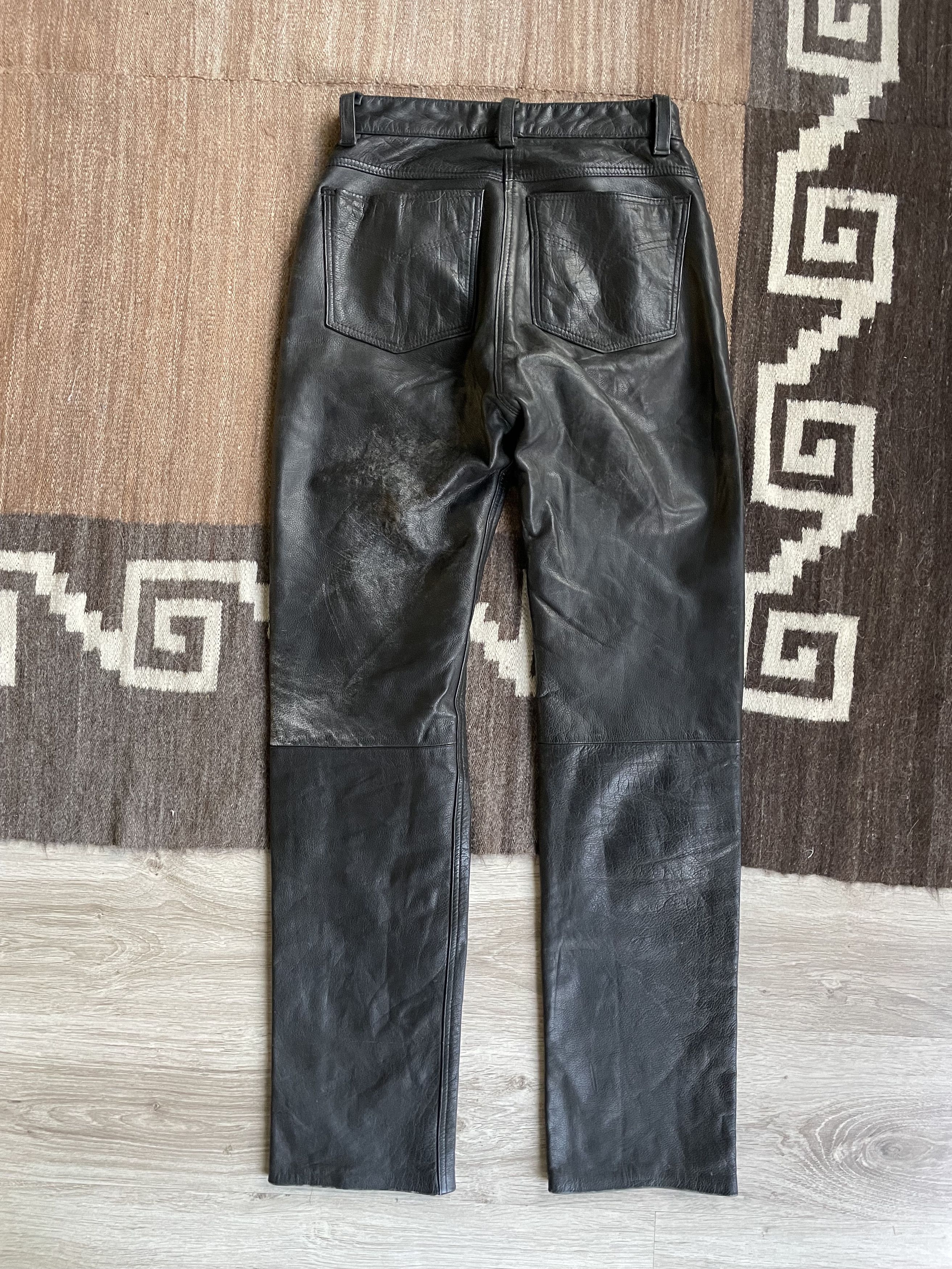 Leather Vintage Leather 90s Roadwear Biker Moto Pants 5652AC Size 29" - 3 Thumbnail