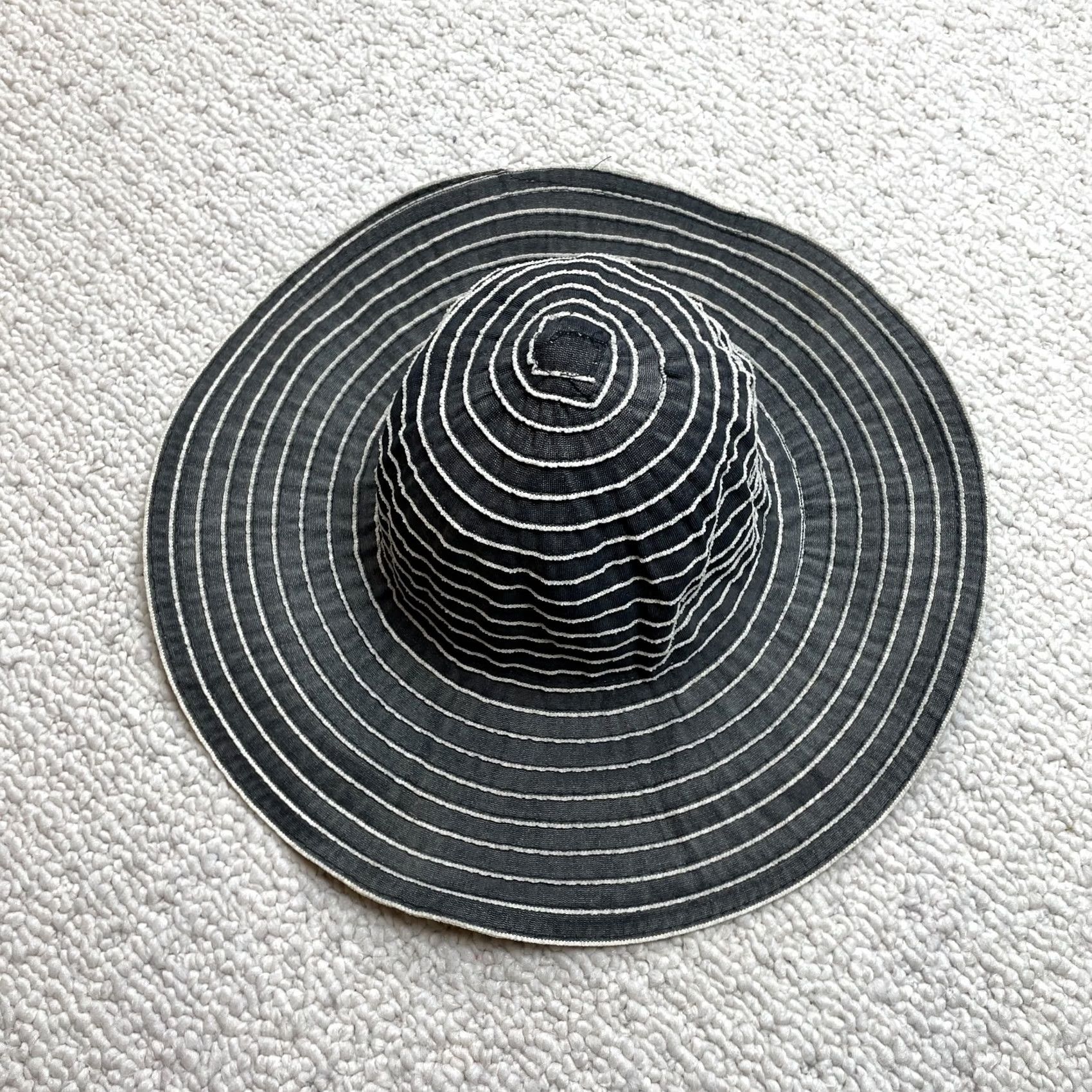 Vintage Capelli New York Sun Hat Womens One Size Black White Striped Wide Brim Cotton Size ONE SIZE - 2 Thumbnail