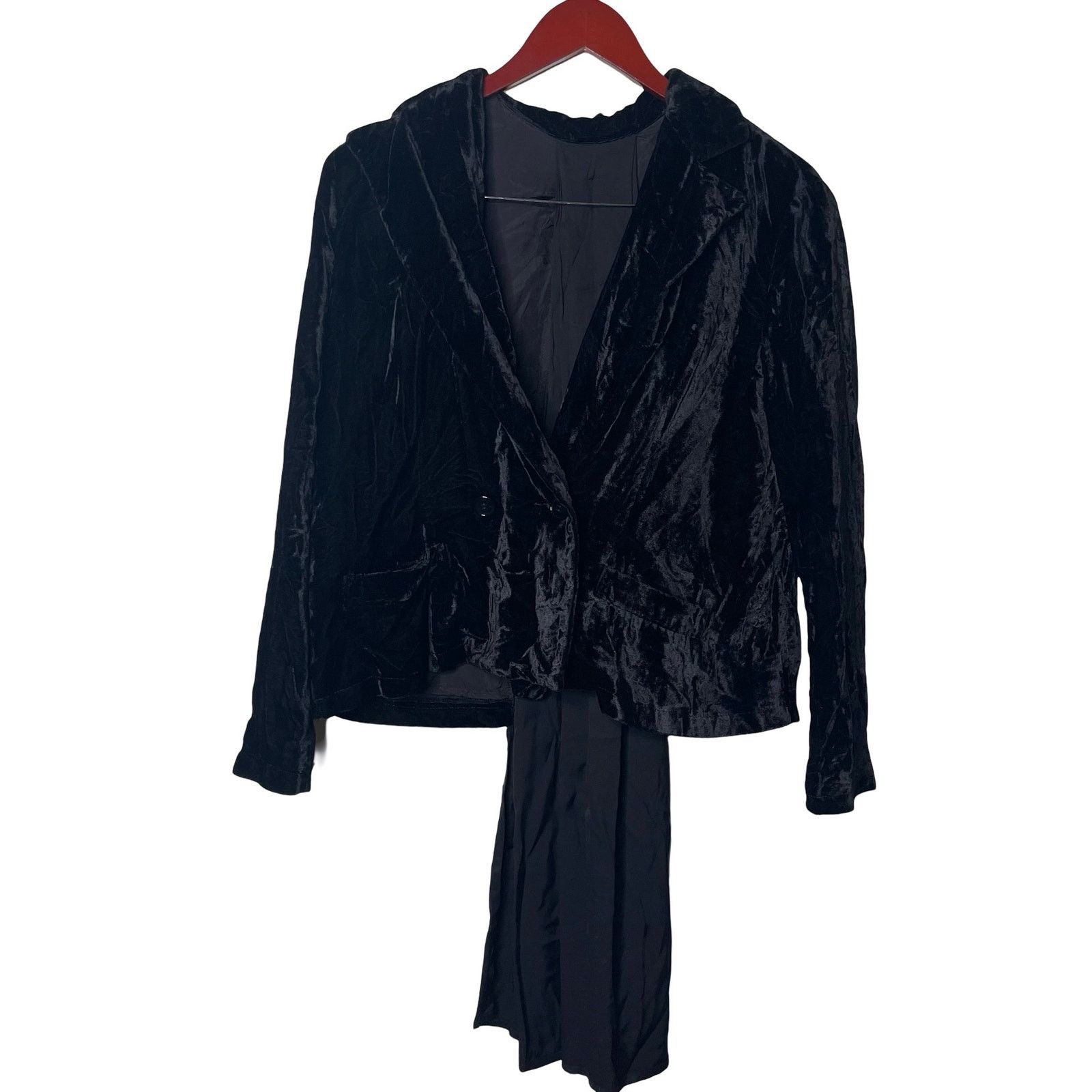 Limi Feu Limi Feu Yohji Yamamoto black velvet blazer silk pleated bac Size S / US 4 / IT 40 - 1 Thumbnail