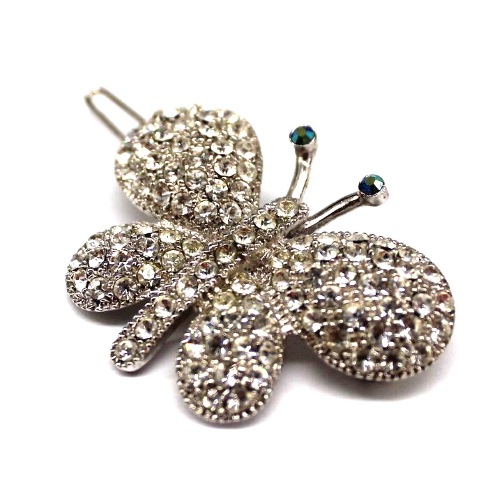 Other Vintage Butterfly Hair Barrette Blue Aurora Borealis Eyes Size ONE SIZE - 2 Thumbnail