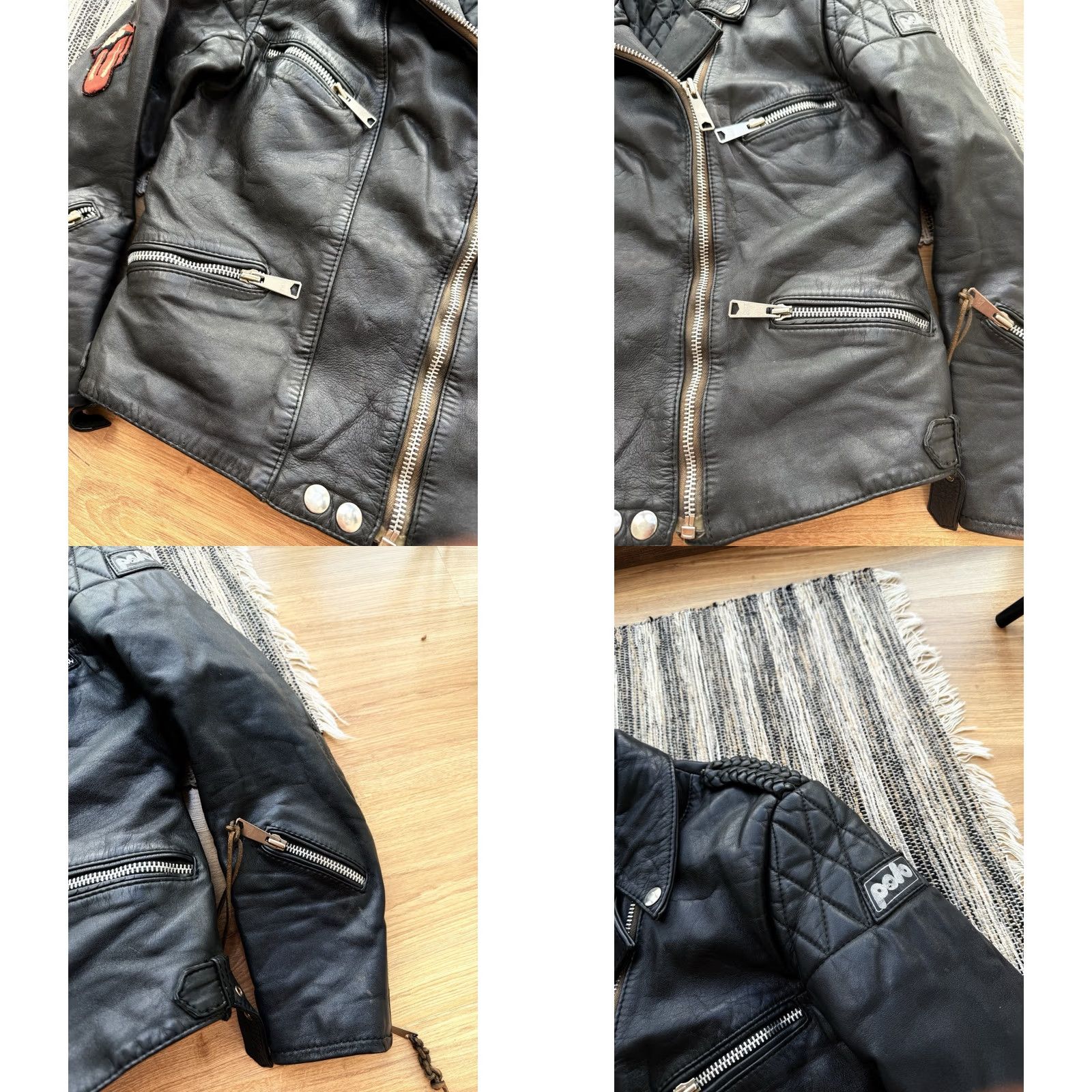 Vintage VINTAGE The Rolling Stones Leather Motorcycle Jacket Steel Wheels Tour 90s Womens Motorcycle Jacket Size 42 Black 90s Womens Size M / US 6-8 / IT 42-44 - 8 Thumbnail