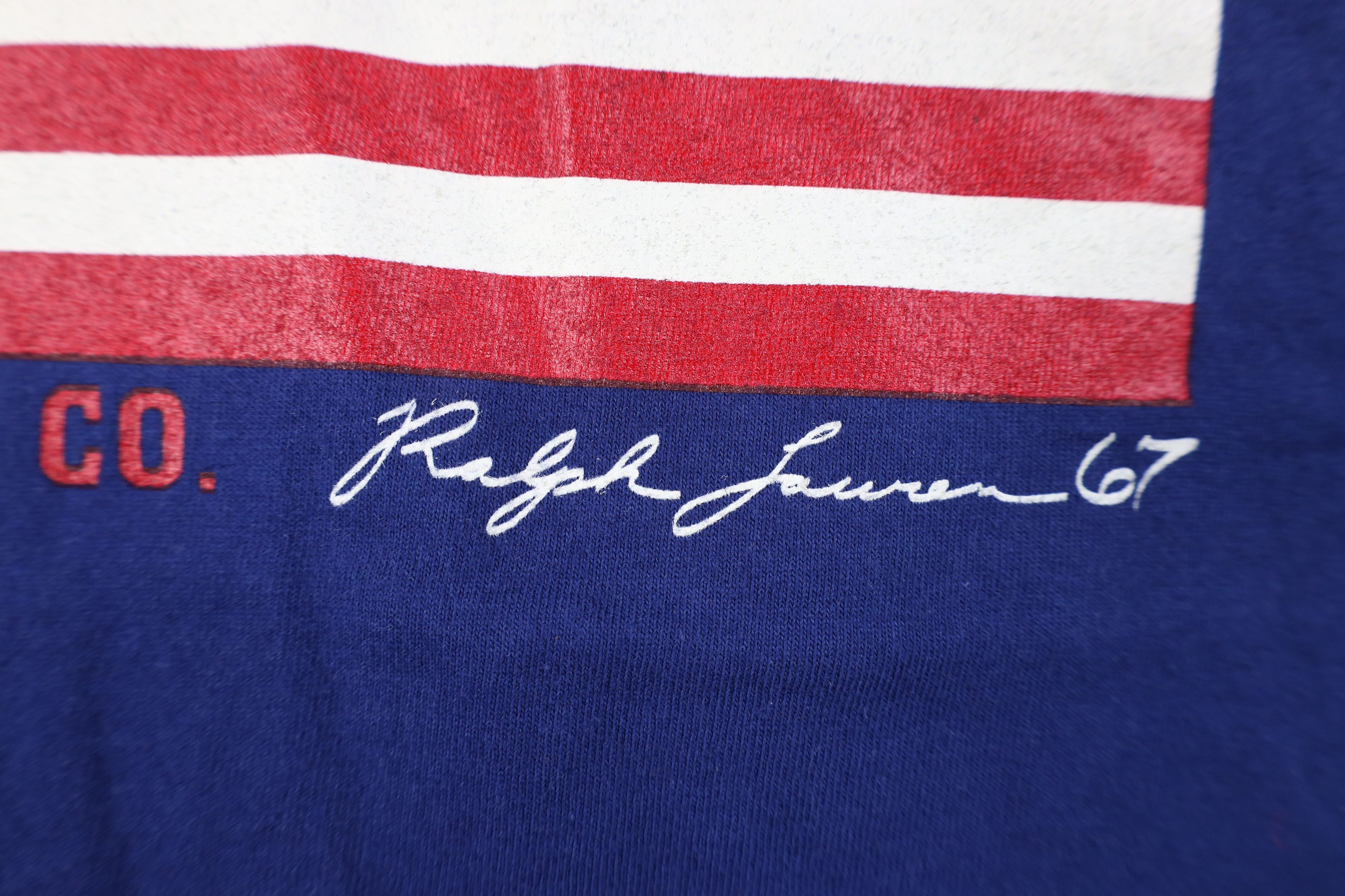 Ralph Lauren Vintage 90s Ralph Lauren Spell USA Flag T-Shirt Blue Cotton Size US M / EU 48-50 / 2 - 6 Thumbnail