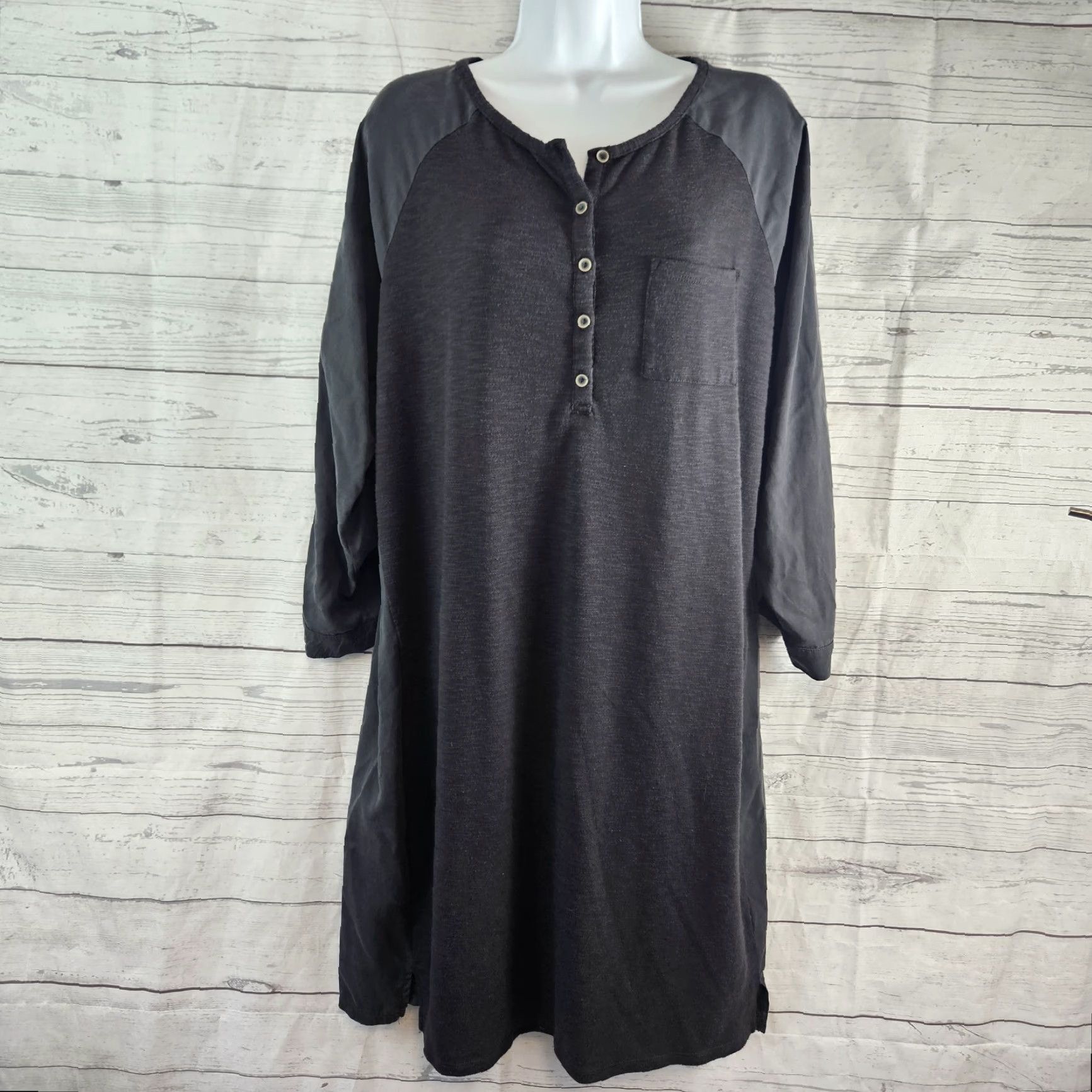 Prana Prana Womens Henley Dress XL Charcoal Gray 3/4 Sleeve Size XL / US 12-14 / IT 48-50 - 2 Thumbnail