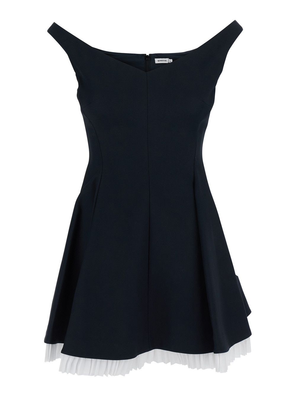 Simkhai 'Dorothie' Black Off-Shoulder Mini Dress with Contrasting Hem in Cotton Blend Stretch Woman Size M / US 6-8 / IT 42-44 - 1 Thumbnail